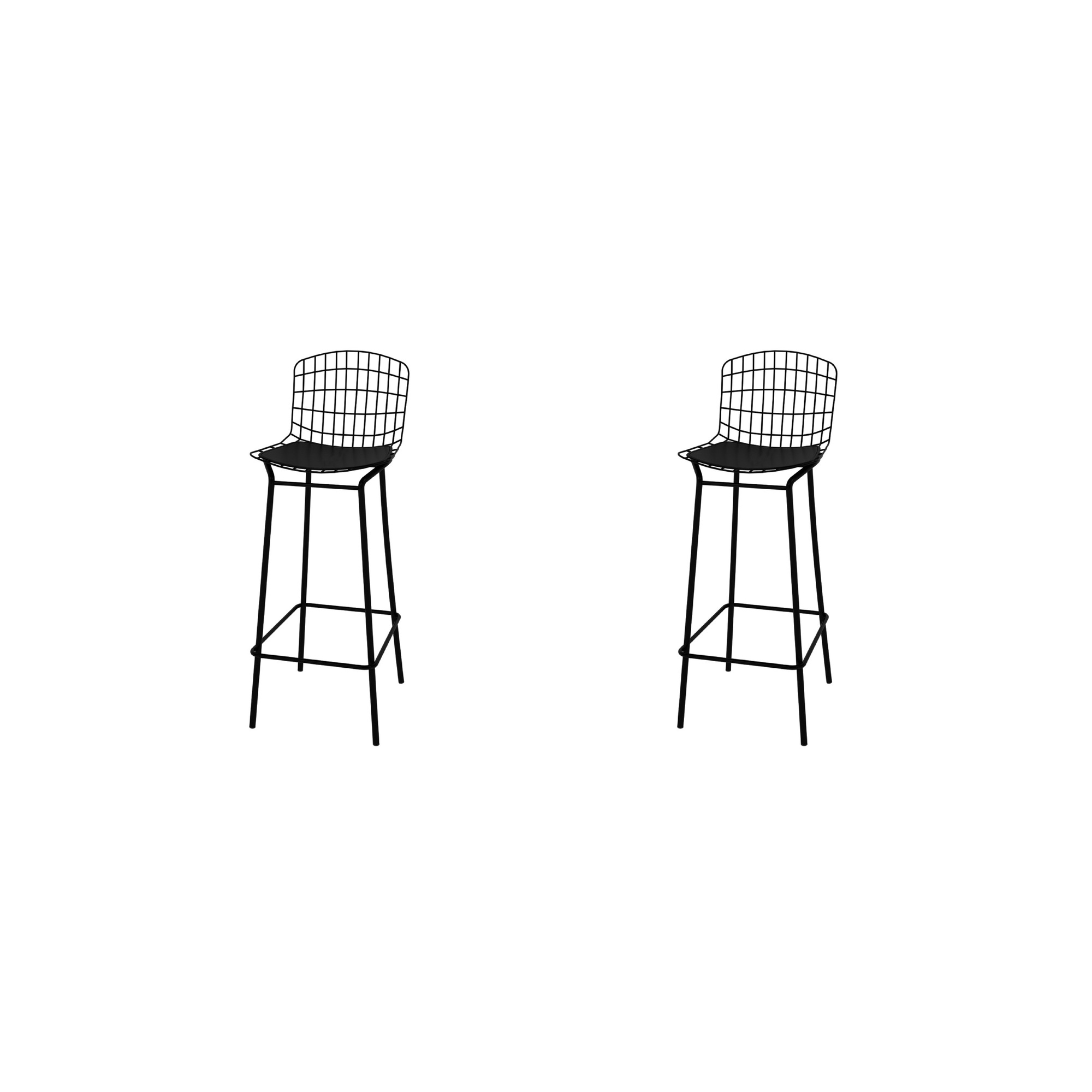 Manhattan Comfort, Madeline 41.73Inch Stool Set of 2 Seat Cushion Black, Primary Color Black, Included (qty.) 2 Model 2-198AMC