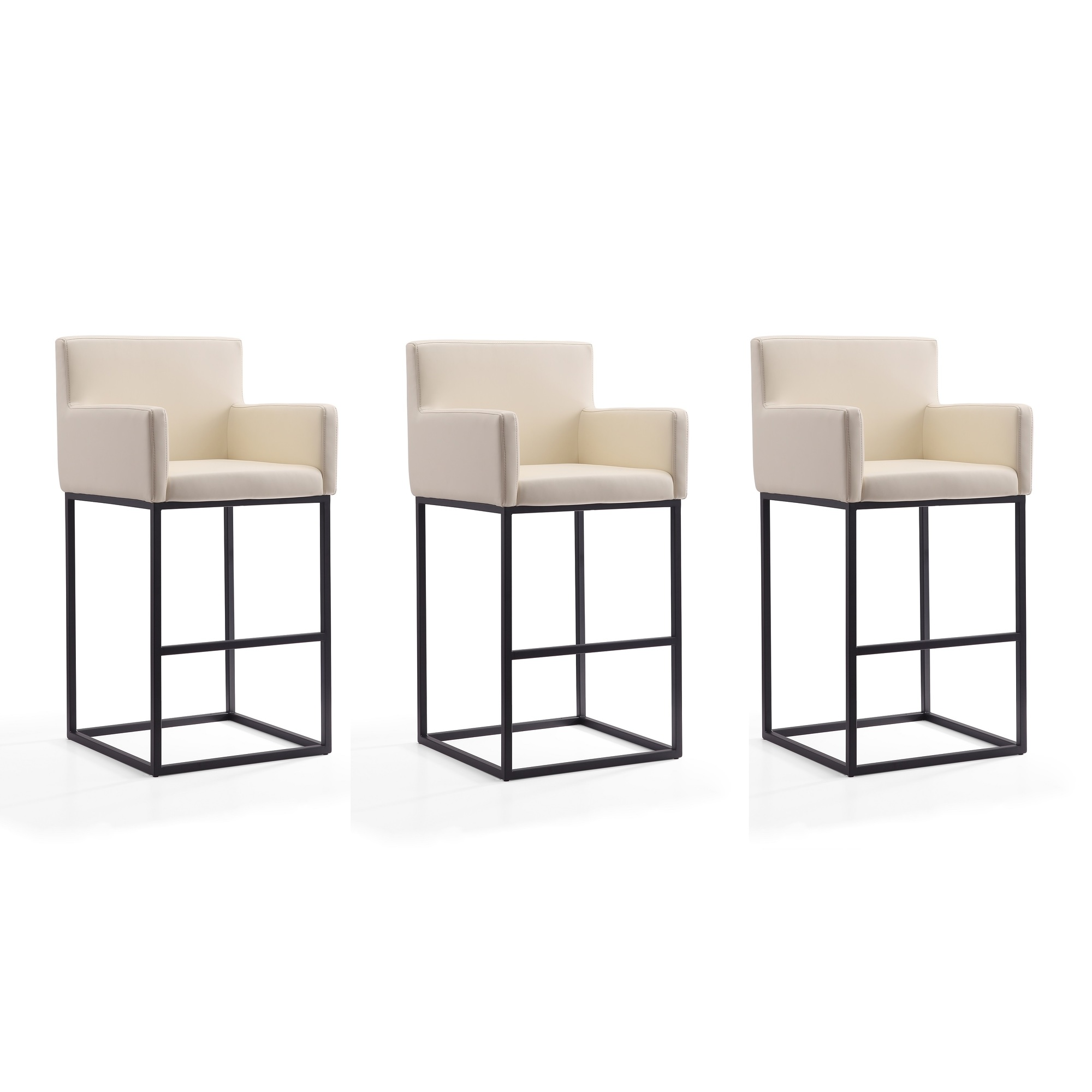 Manhattan Comfort, Ambassador 42Inch Cream Metal Stool Set of 3 Primary Color Cream, Included (qty.) 3 Model 3-BS017