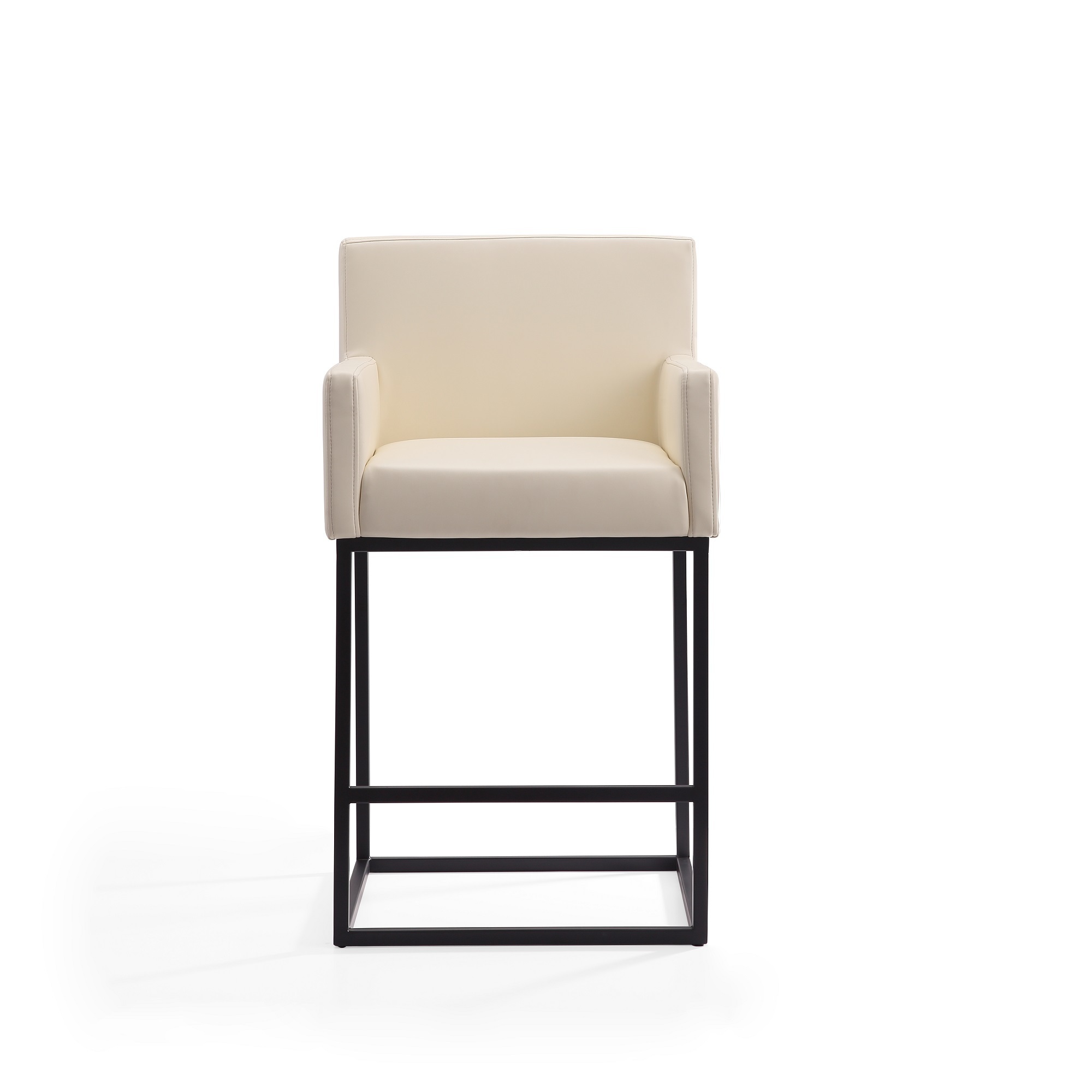 Manhattan Comfort, Ambassador 38Inch Cream and Black Metal Stool, Primary Color Cream, Included (qty.) 1 Model CS010