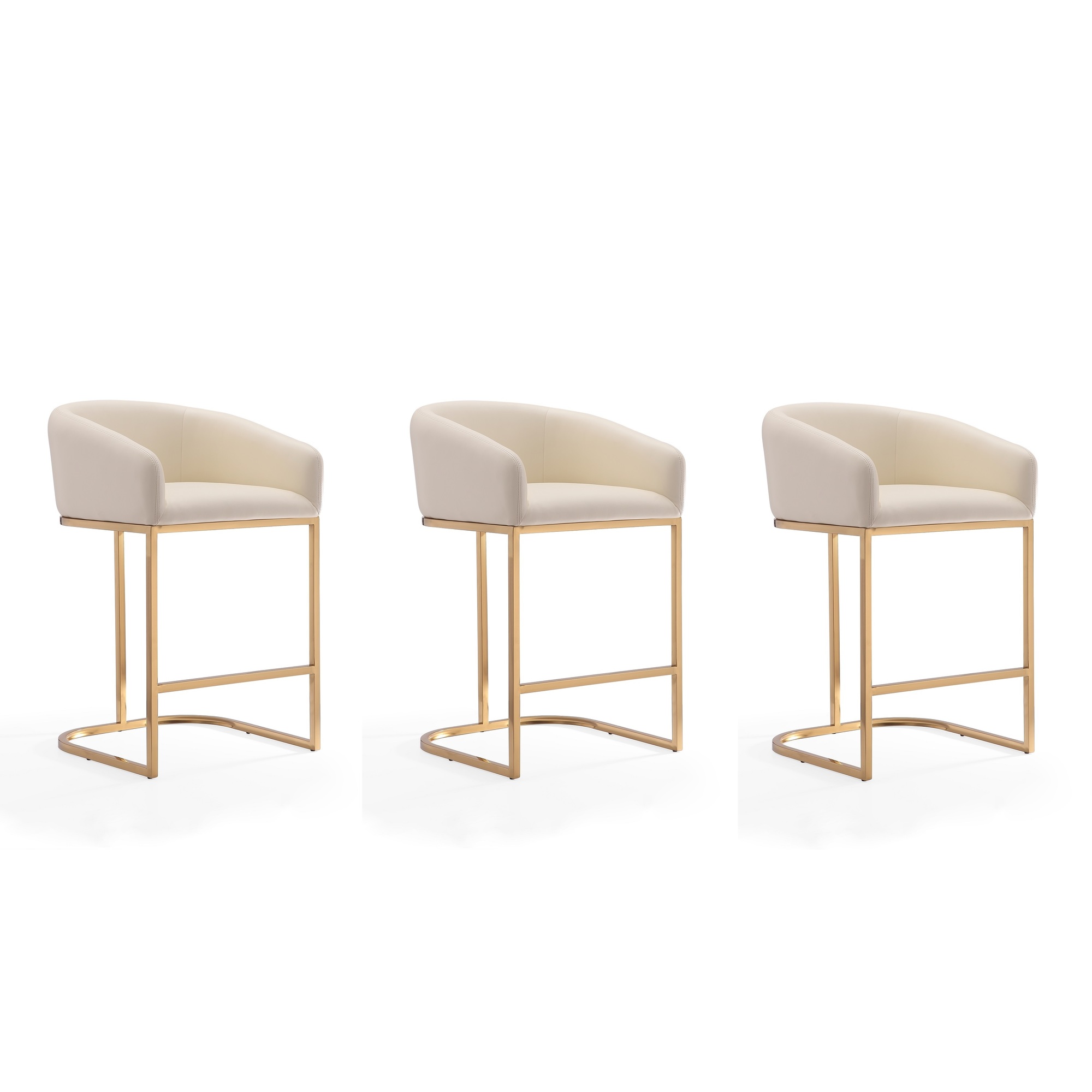 Manhattan Comfort, Louvre 36Inch Cream Gold Steel Stool Set of 3 Primary Color Cream, Included (qty.) 3 Model 3-CS009