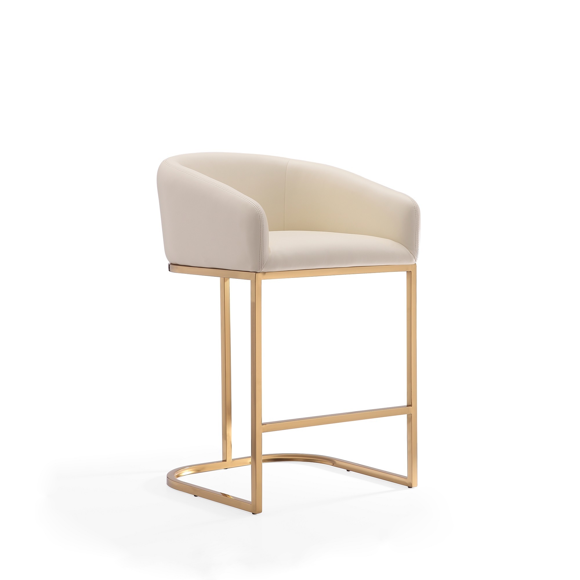 Manhattan Comfort, Louvre 36Inch Cream Gold Stainless Steel Stool, Primary Color Cream, Included (qty.) 1 Model CS009