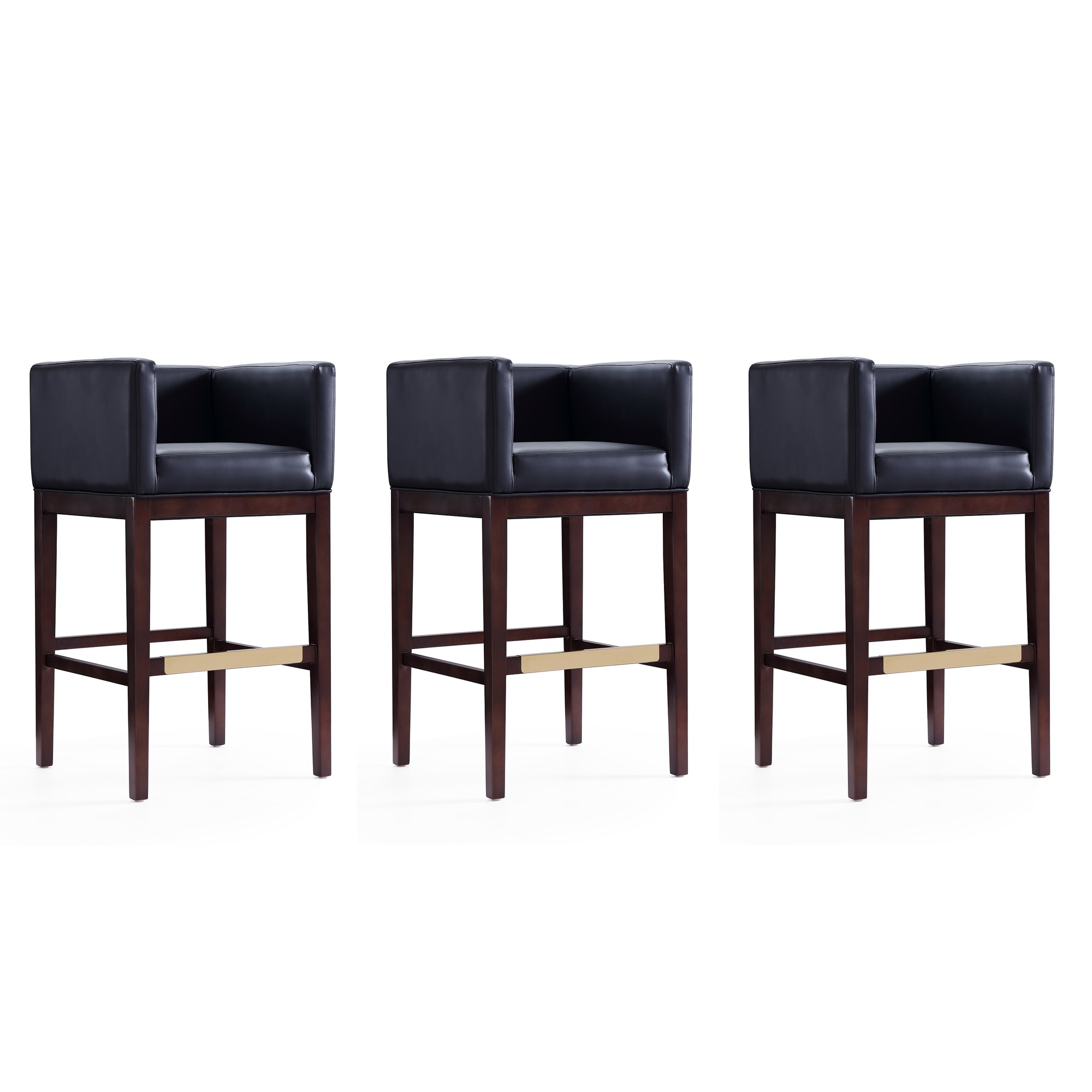 Manhattan Comfort, Kingsley 38Inch Black Beech Wood Stool Set of 3 Primary Color Black, Included (qty.) 3 Model 3-BS012