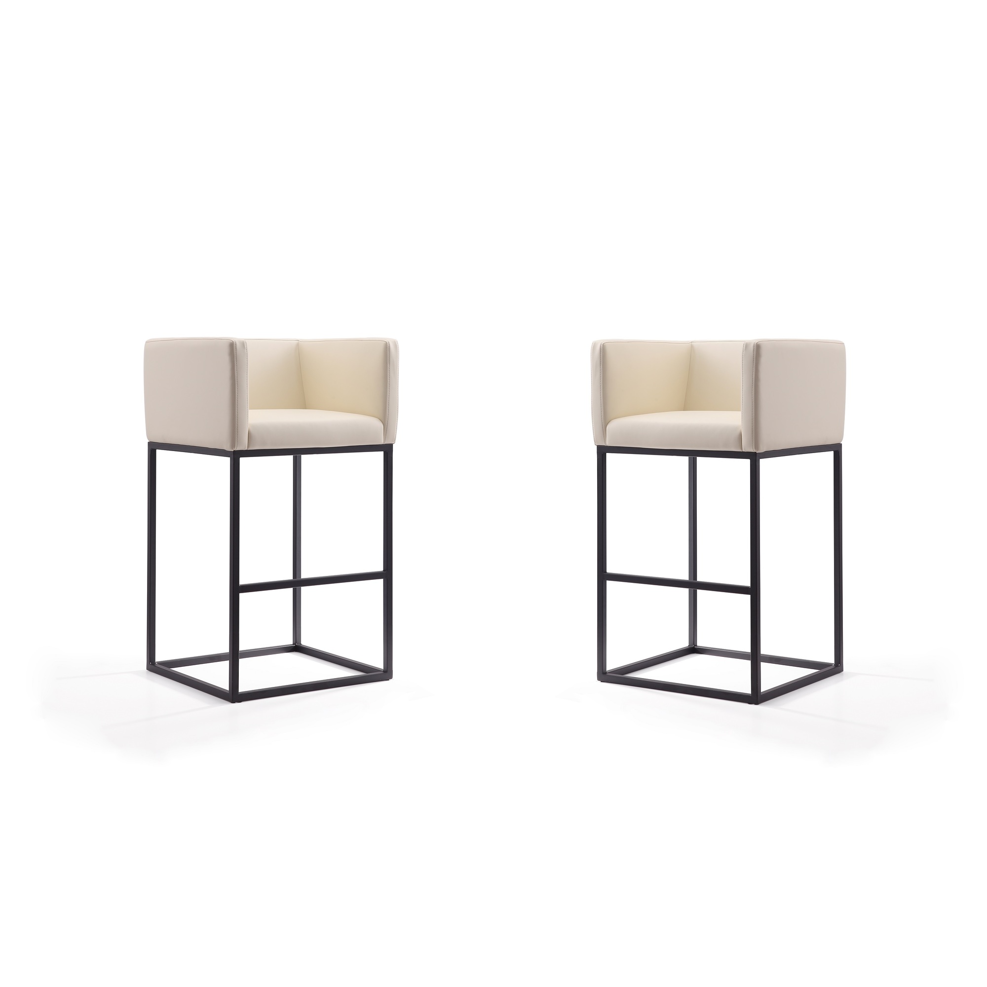 Manhattan Comfort, Embassy 38Inch Cream and Black Metal Stool Set of 2 Primary Color Cream, Included (qty.) 2 Model 2-BS018