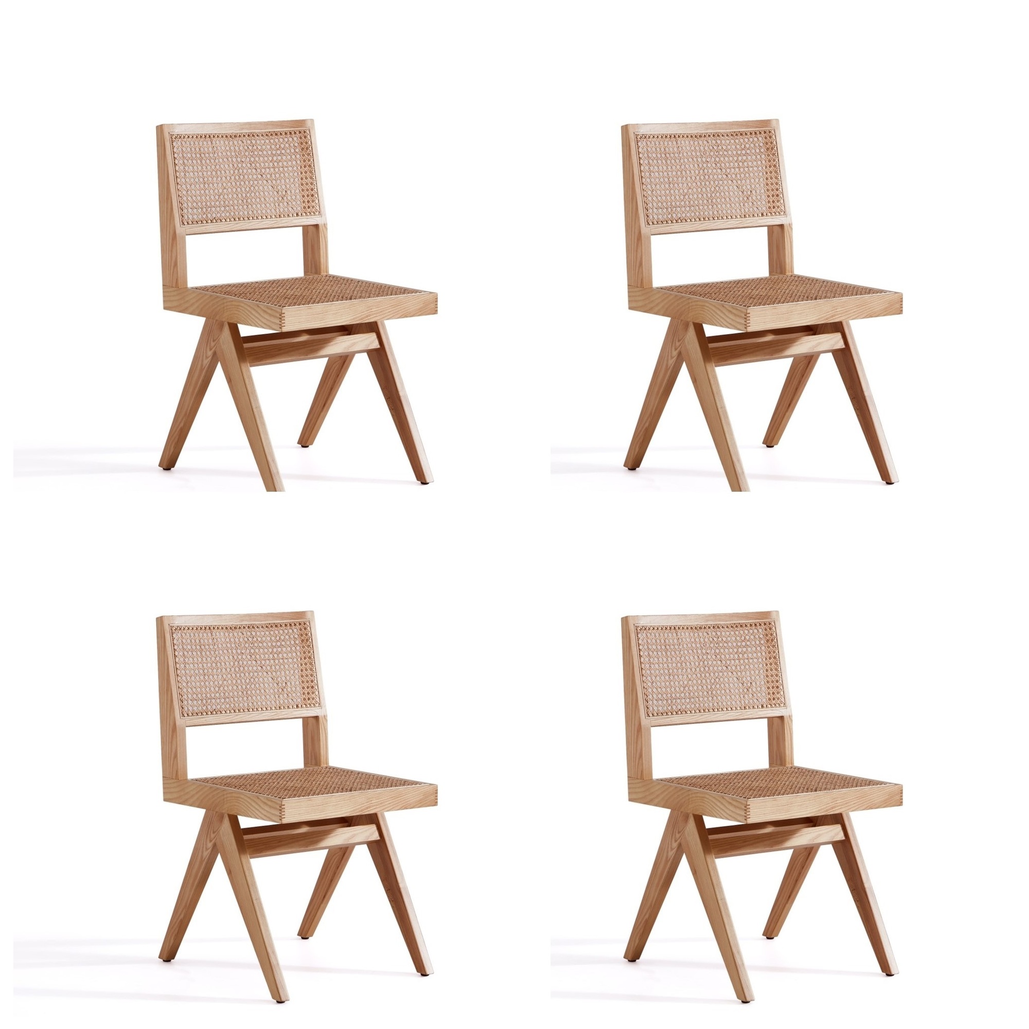 Manhattan Comfort, Hamlet Chair in Nature Cane Set of 4 Primary Color Natural, Included (qty.) 4 Model 2-DCCA03