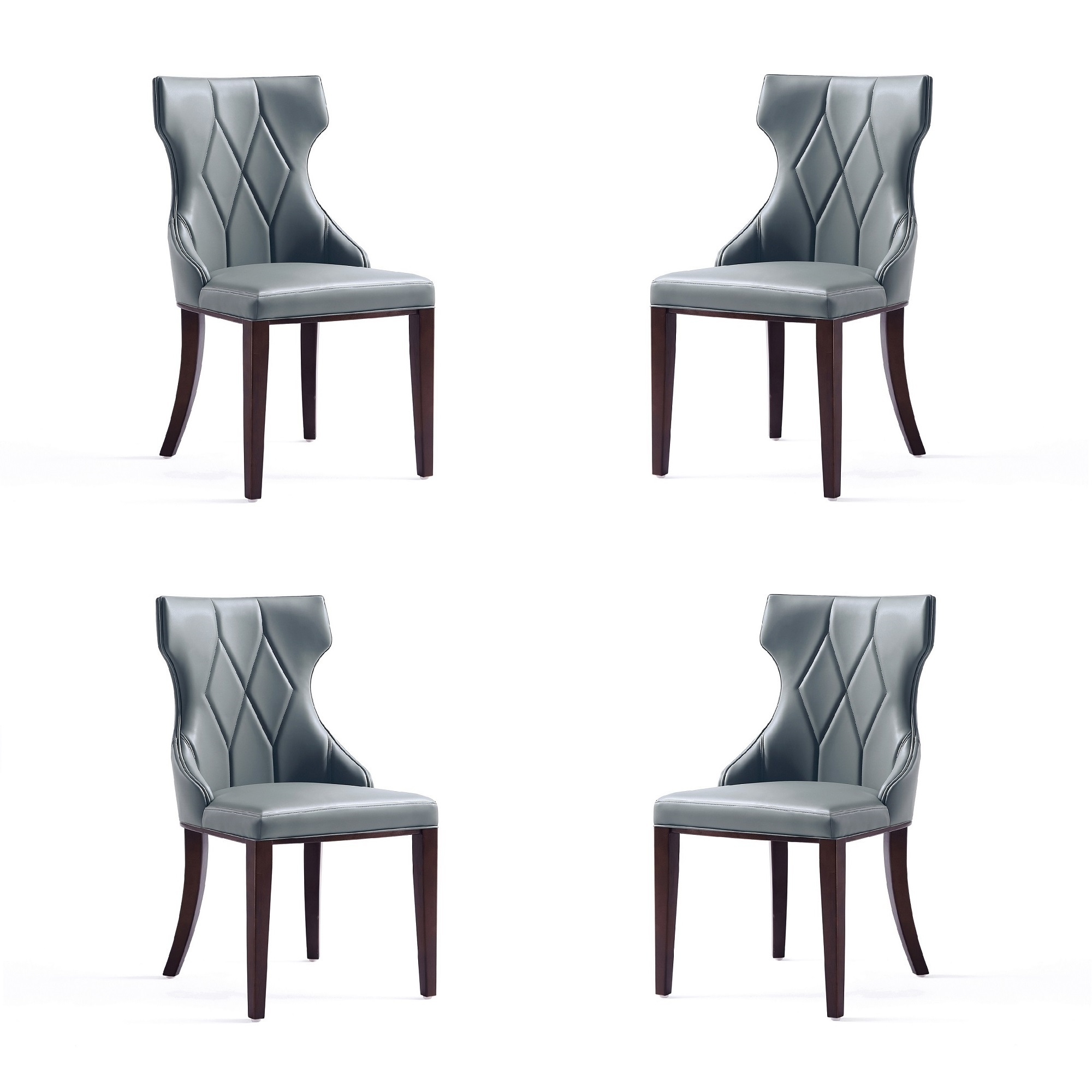 Manhattan Comfort, Reine Faux Leather Chair in Pebble Grey Set of 4 Primary Color Dark Gray, Included (qty.) 4 Model 2-DC007