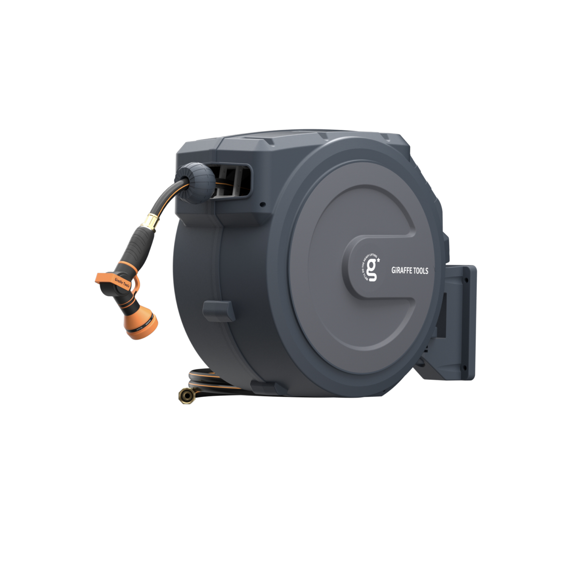 Giraffe Tools, Garden Hose Reel 1/2Inch 78ft.,Wall Mounted,DKGY, Hose Length Capacity 78 ft, Color Gray, Model AW2512US
