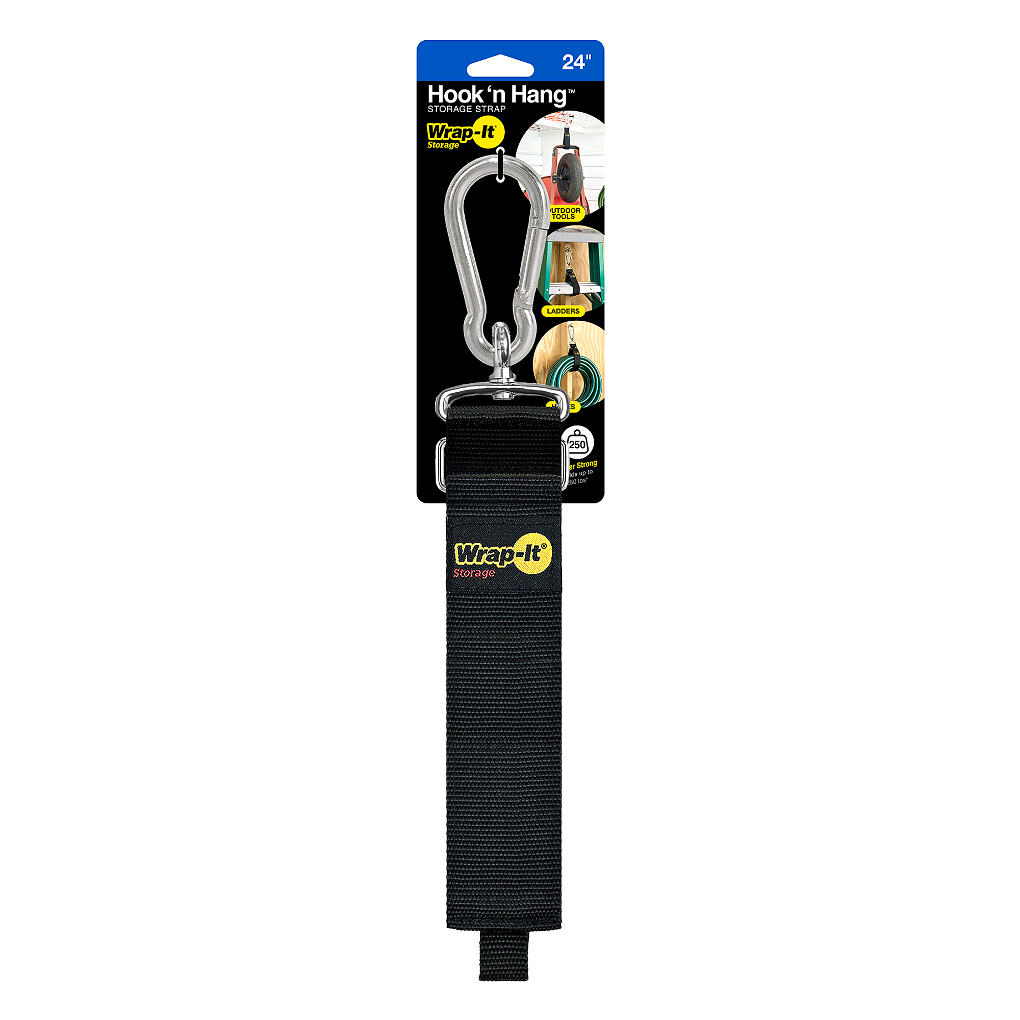 Wrap-It, Hook 'n Hang 24in. Black, Straps (qty.) 1 Length 24 in, Breaking Strength 250 lb, Model# 100-HNH-24BL