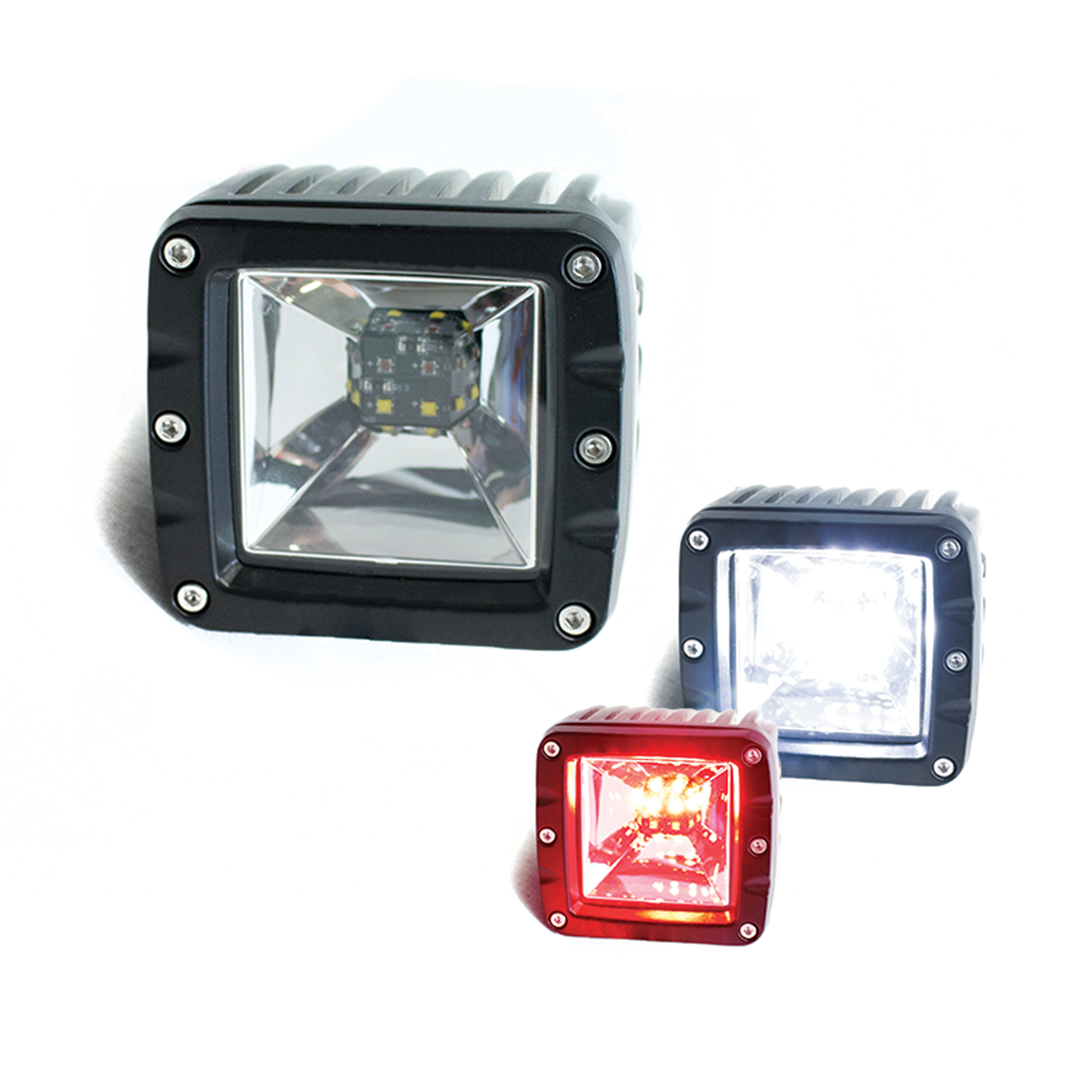 Race Sport Lighting, 3x3Inch 2-Func LED Cube Style Rear Light - White/Red, Light Type LED, Lens Color Clear, Included (qty.) 1 Model 1006476