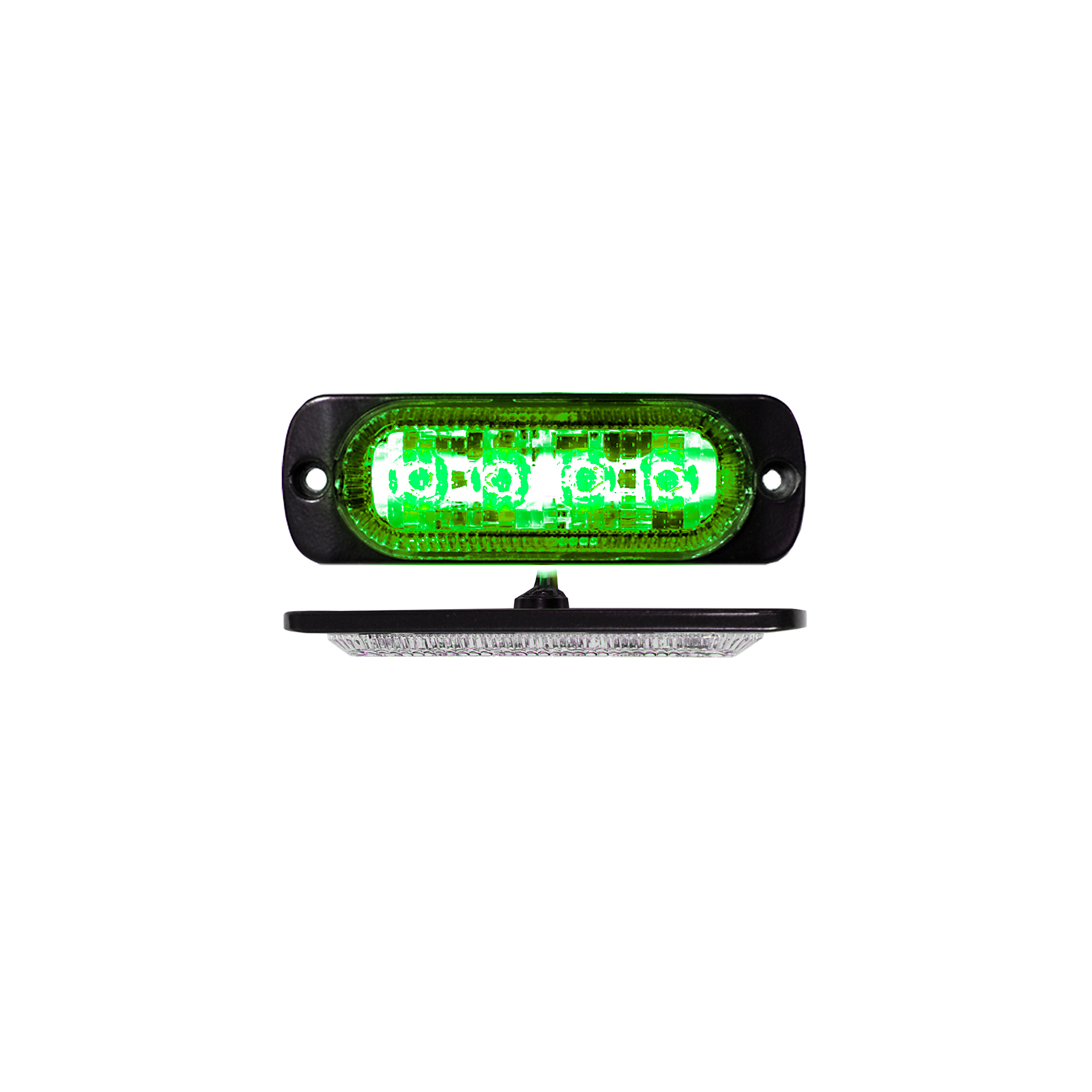 Race Sport Lighting, 4-LED Ultra Slim Flush Mount Strobe Marker - Green, Light Type LED, Lens Color Clear, Included (qty.) 1 Model 1007204