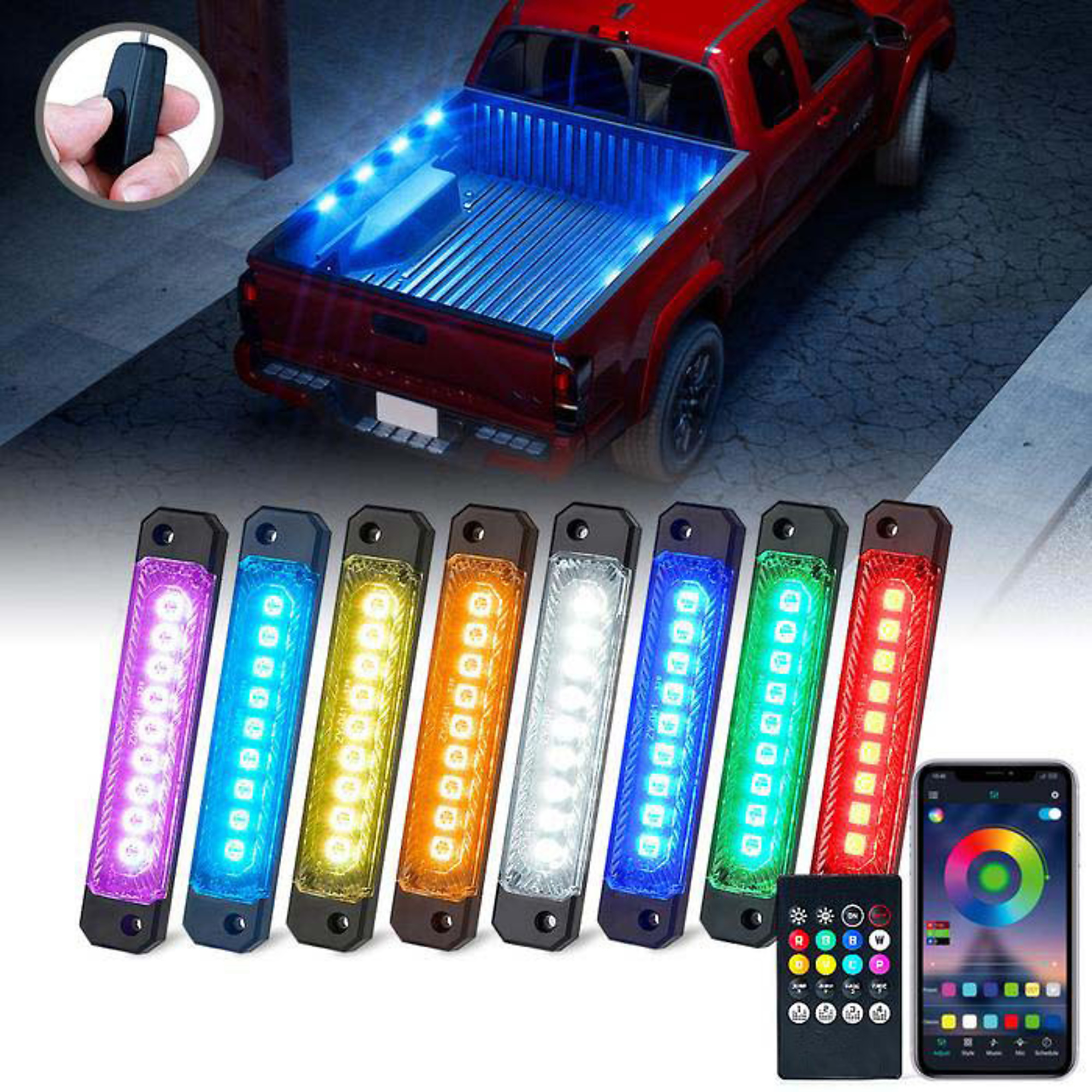 Race Sport Lighting, 8-POD RGB Multi-Color Bed Rail Kit Rail System, Light Type LED, Lens Color Clear, Included (qty.) 1 Model 1007578