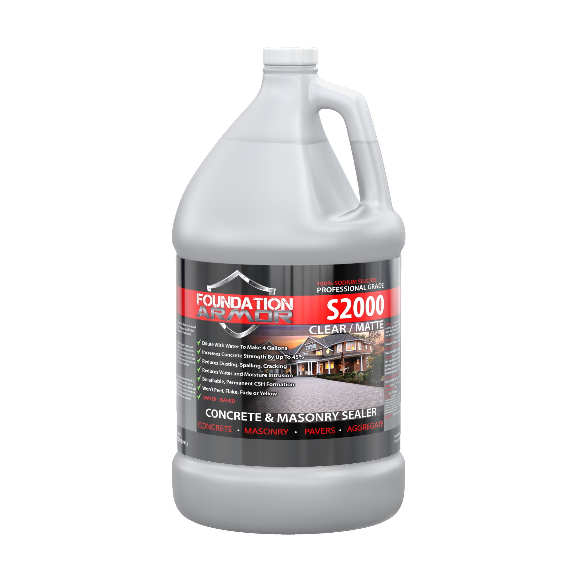 Foundation Armor, Sodium Silicate Concrete Densifier and Hardener, Container Size 1 Gallon, Color Clear, Application Method Sprayer, Model S20001GAL