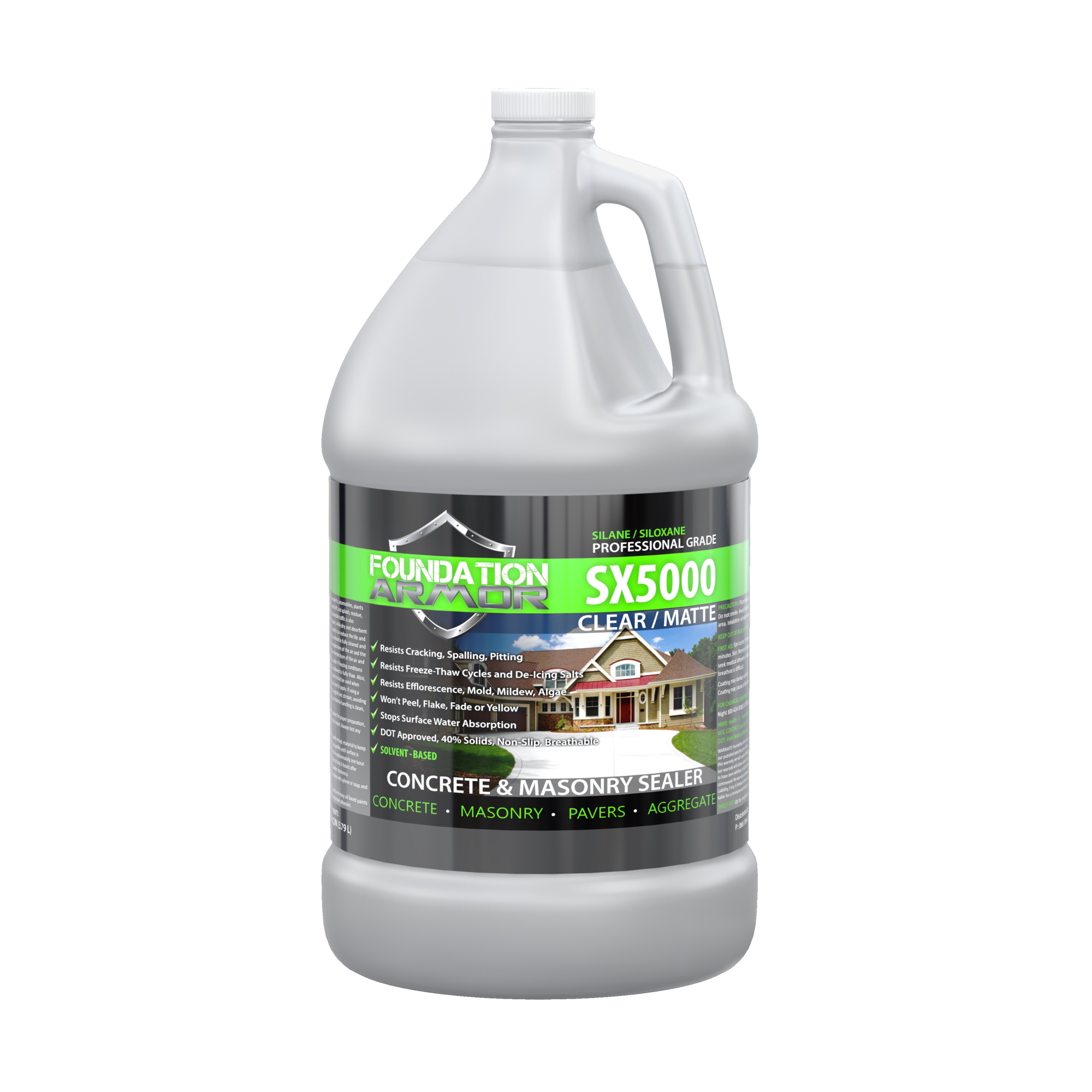 Foundation Armor, SB Silane Siloxane Water Repellent Sealer, Container Size 1 Gallon, Color Clear, Application Method Sprayer, Model SX50001GAL