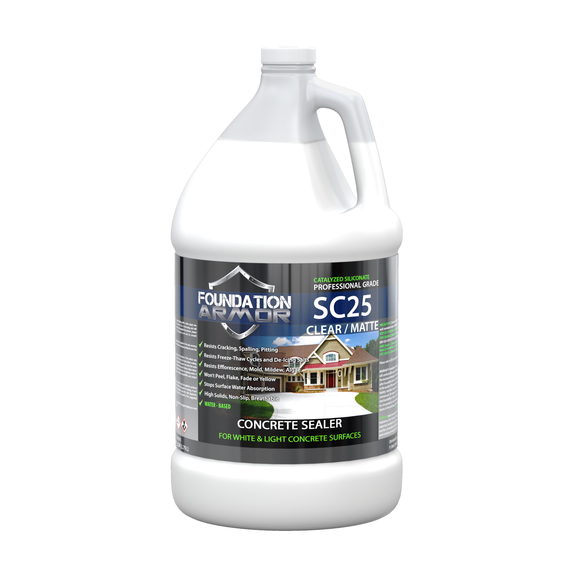 Foundation Armor, Water Repellent Concrete Sealer for White Concrete, Container Size 1 Gallon, Color Clear, Application Method Sprayer, Model SC251GAL