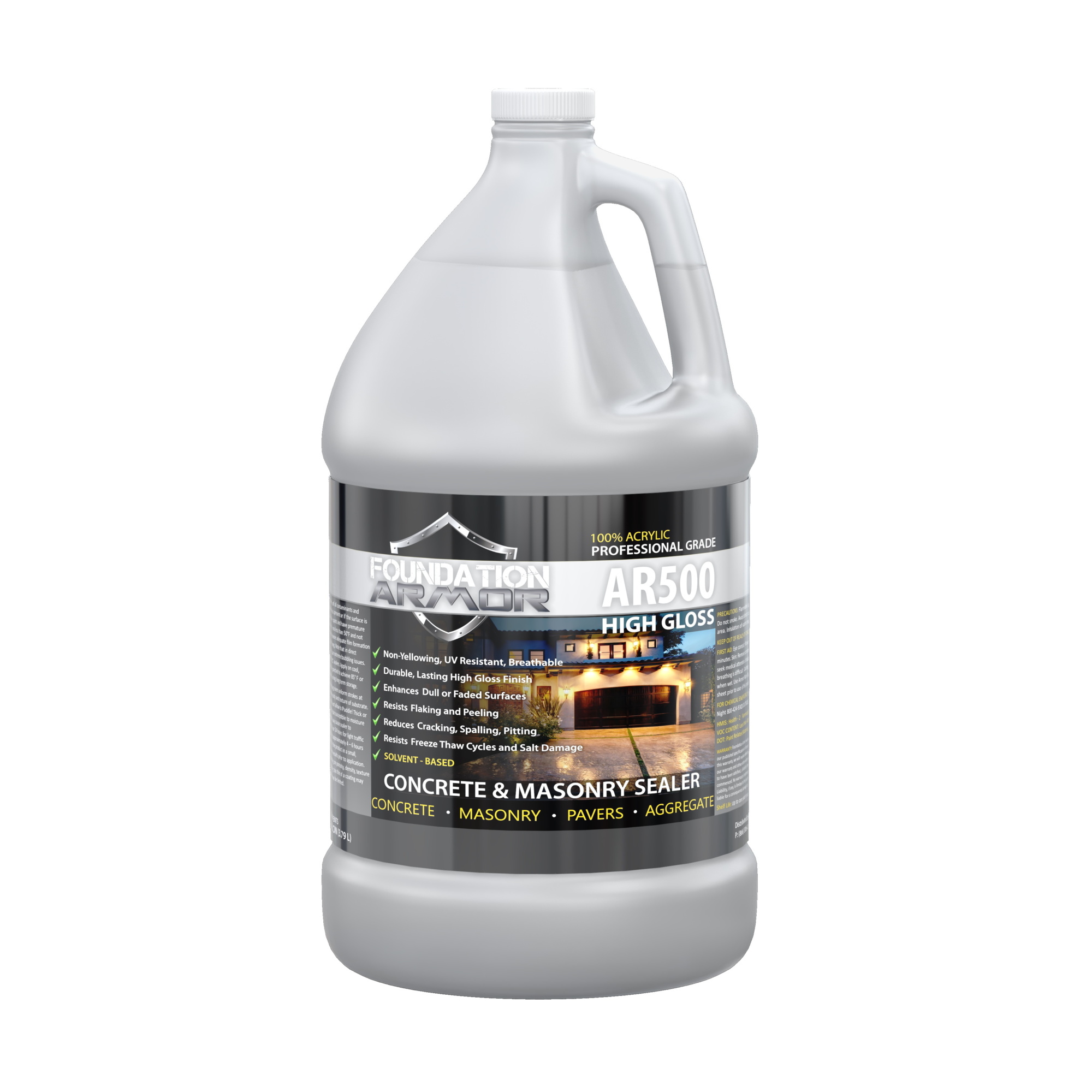 Foundation Armor, High Gloss Wet Look Concrete and Paver Sealer, Container Size 1 Gallon, Color Clear, Application Method Sprayer or Roller, Model