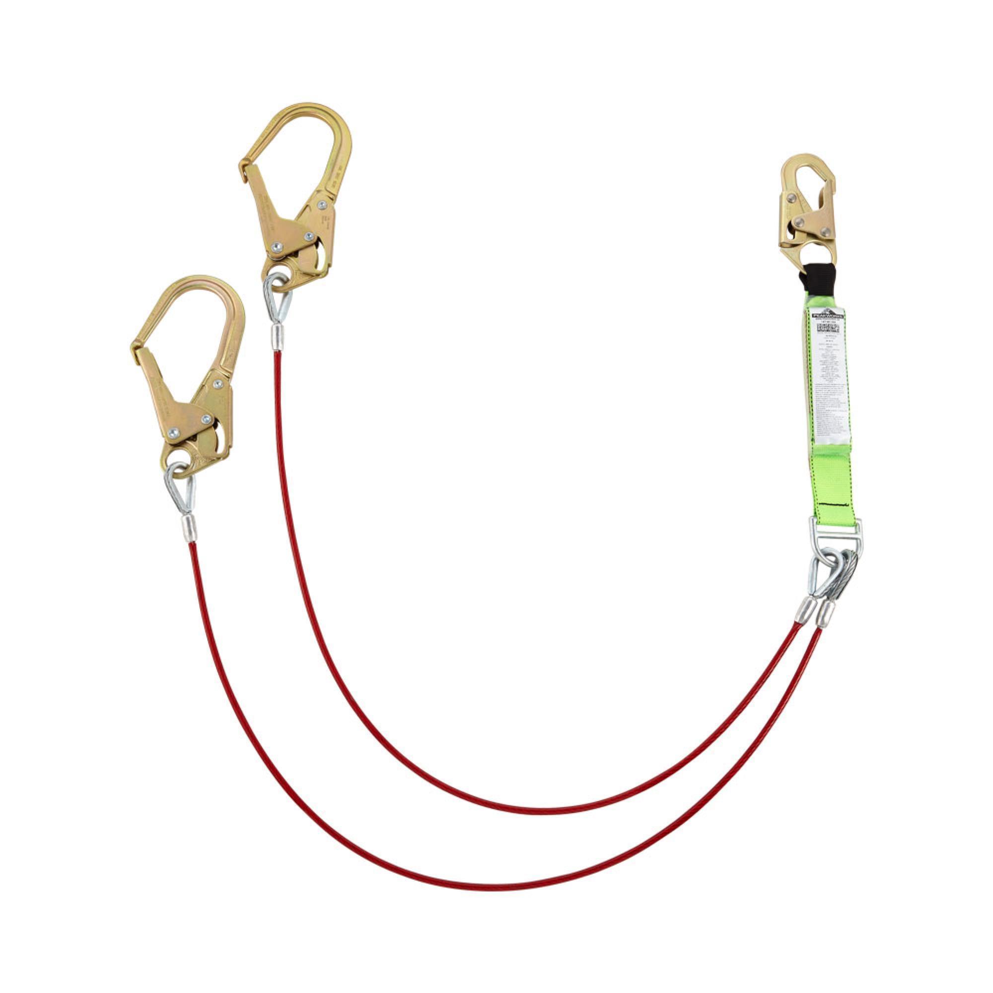 Peak Works, Shock Absorbing Lanyard Tear Pk Cable Dbl Leg 6ft., Length 6 ft, Model V8108426