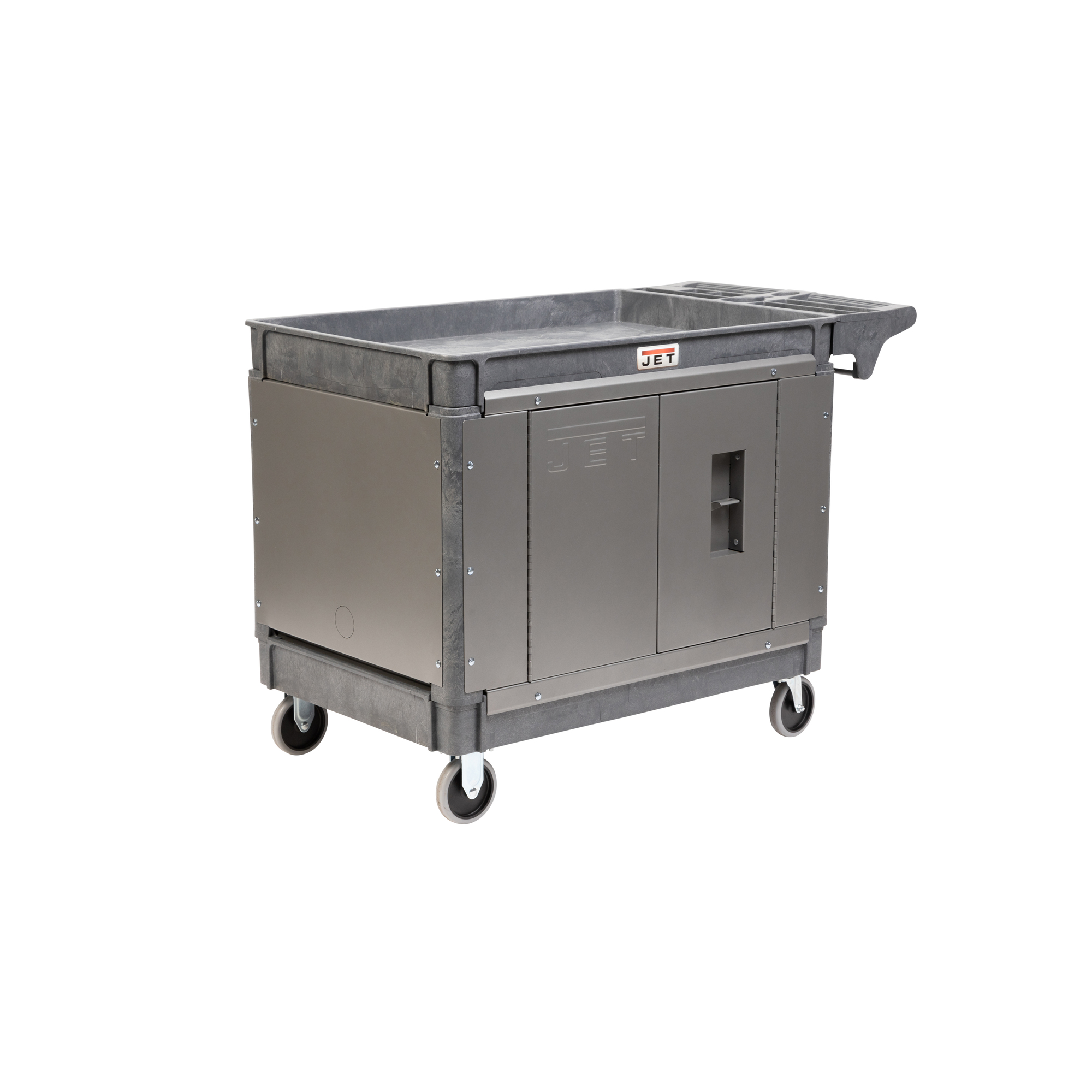 JET, Resin Cart 140019 w/ LOAD-N-LOCK, Total Capacity 500 lb, Shelves (qty.) 2 Material Resin, Model JT1-128