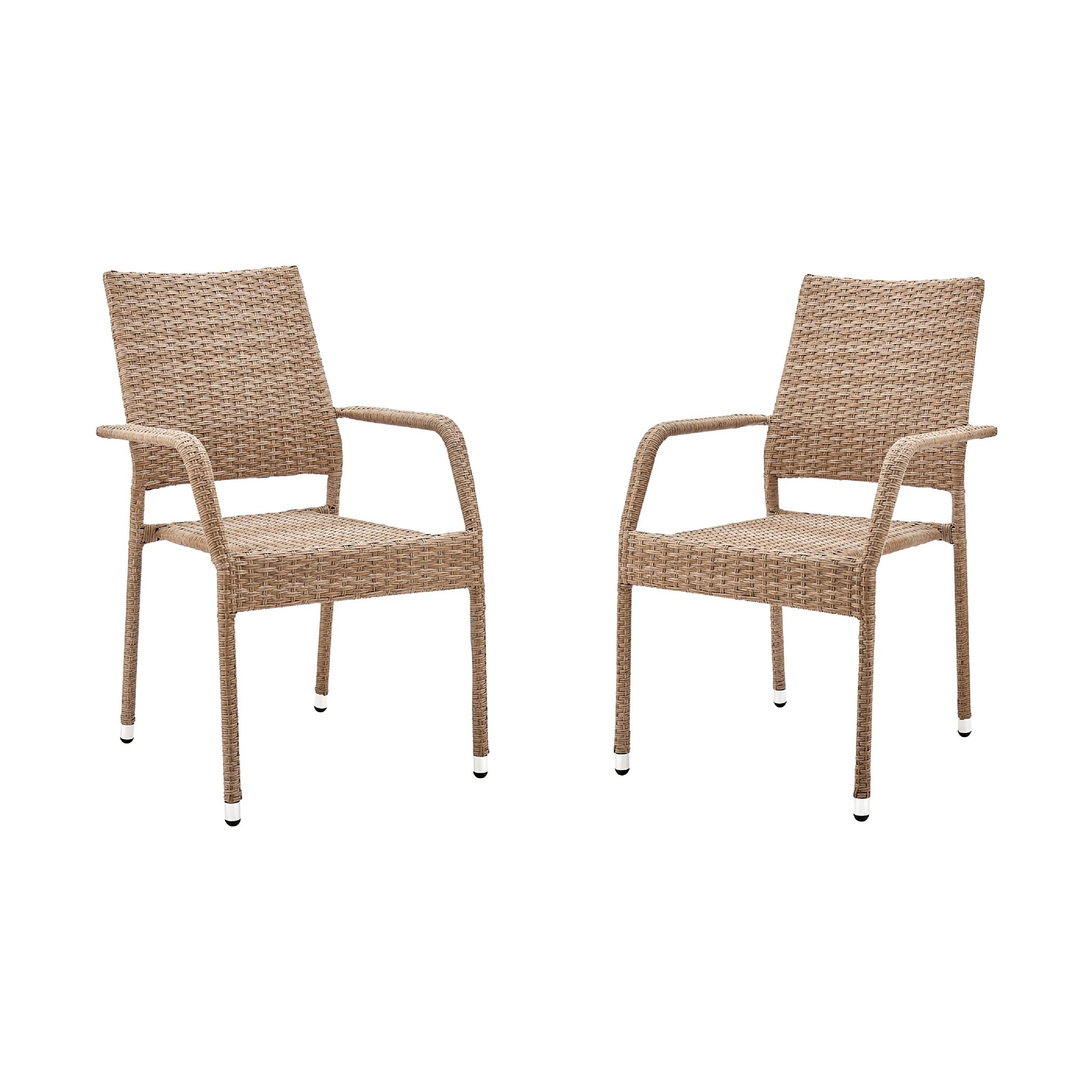 Manhattan Comfort, 2Pc Genoa Patio Dining Armchair Nature Tan Weave, Primary Color Tan, Material Iron, Width 24.41 in, Model 2-OD-DC002