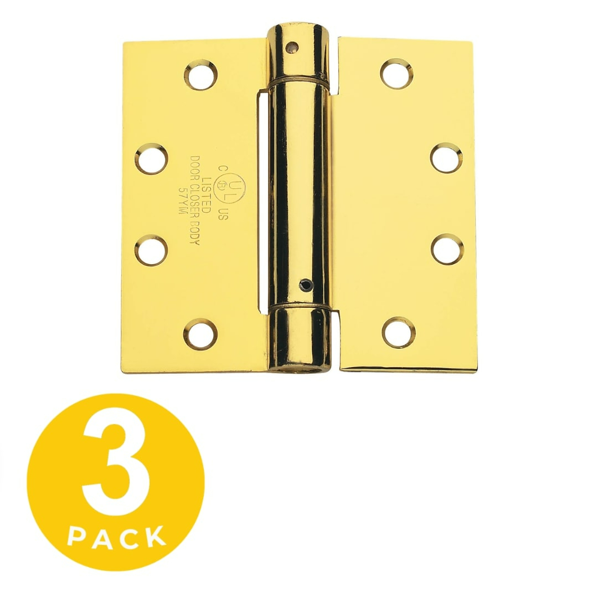 Global Door Controls, Full Mortise Spring Fixed Pin Squared Hinge - Set of 3 Model CPS4545-US3-3