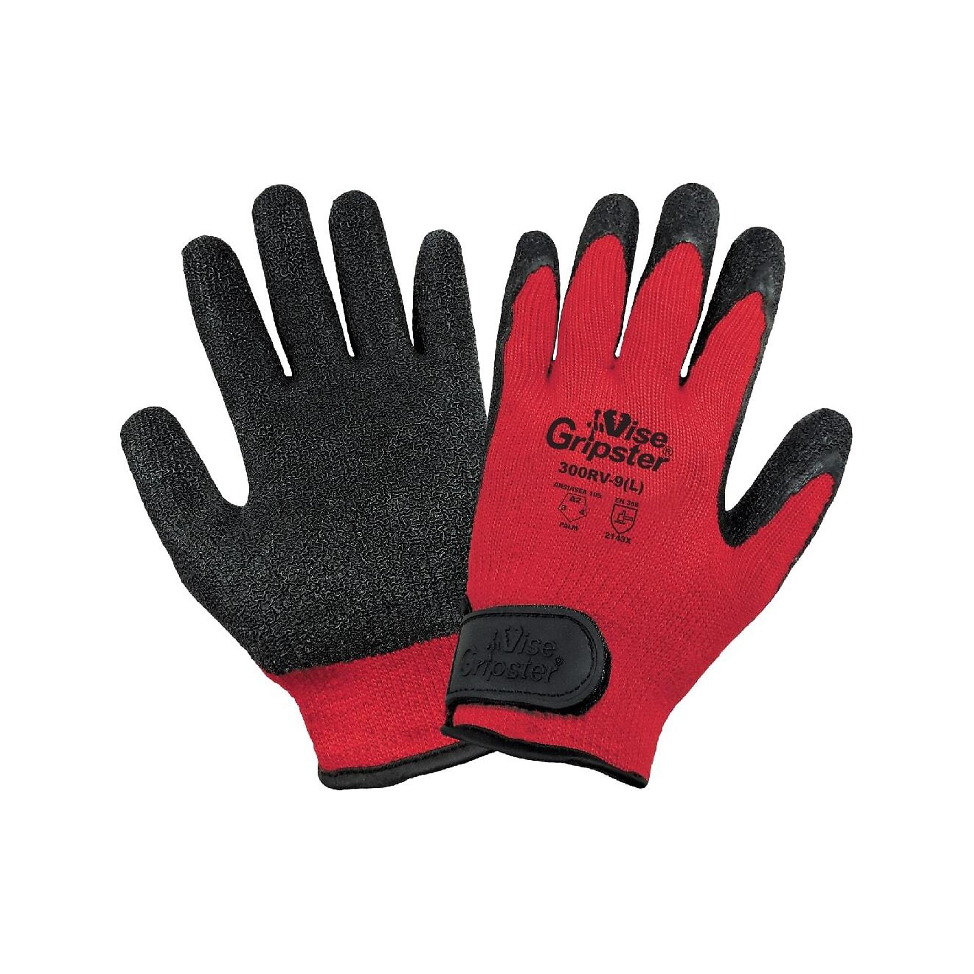 Global Glove Vise Gripster , Mechanics Style Rubber Coated Gloves - 12 Pairs, Size XL, Color Red/Black, Included (qty.) 12 Model 300RV-10(XL)