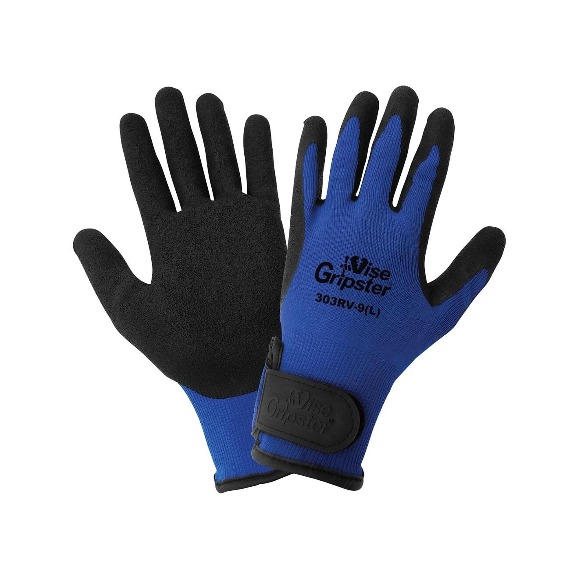 Global Glove Vise Gripster , Mechanics Gloves, Rubber Grip Coat - 12 Pairs, Size M, Color Blue/Black, Included (qty.) 12 Model 303RV-8(M)