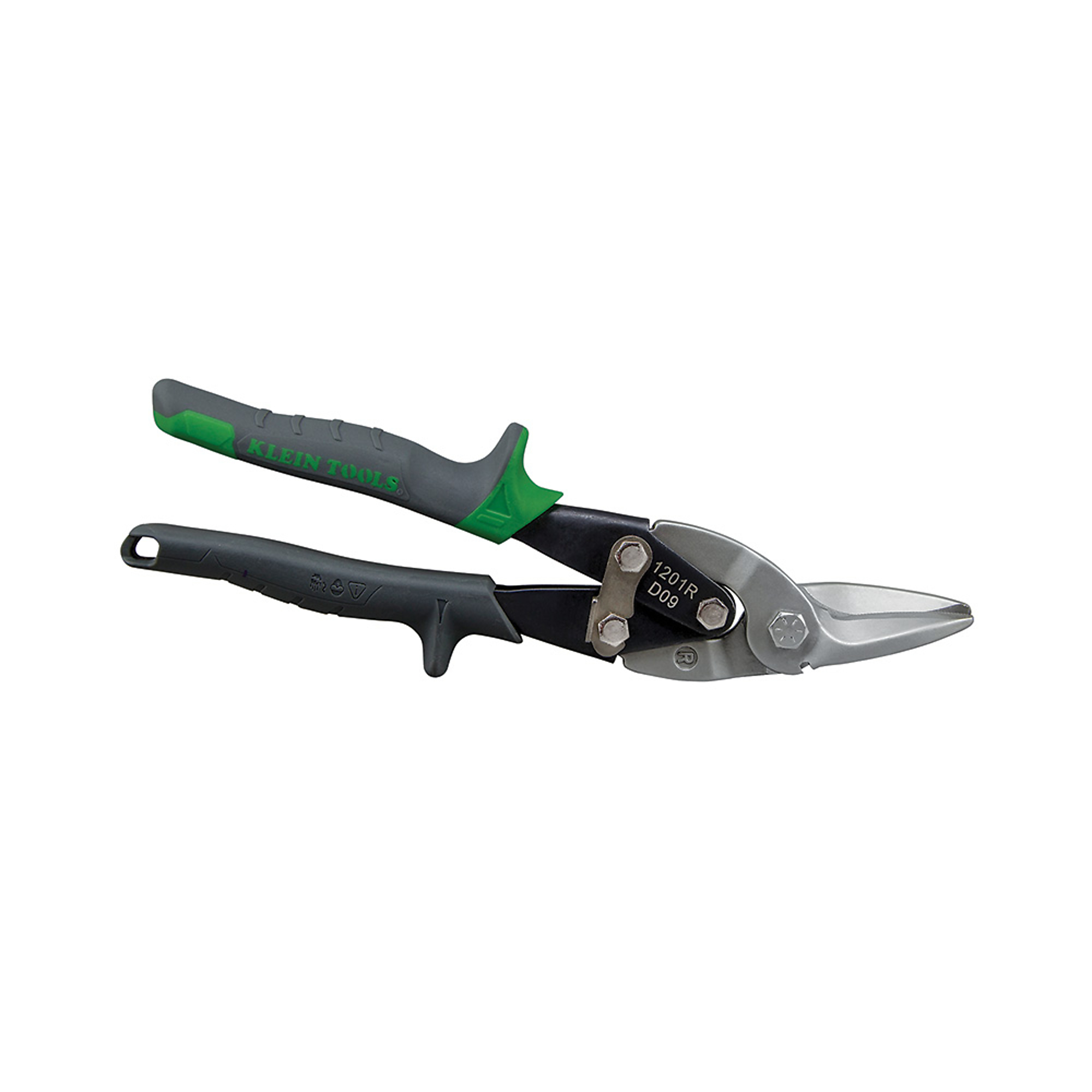 Klein Tools, Aviation Snips w/Wire Cutter, Right, Blade Size 1.5 in, Tool Length 10.06 in, Model 1201R