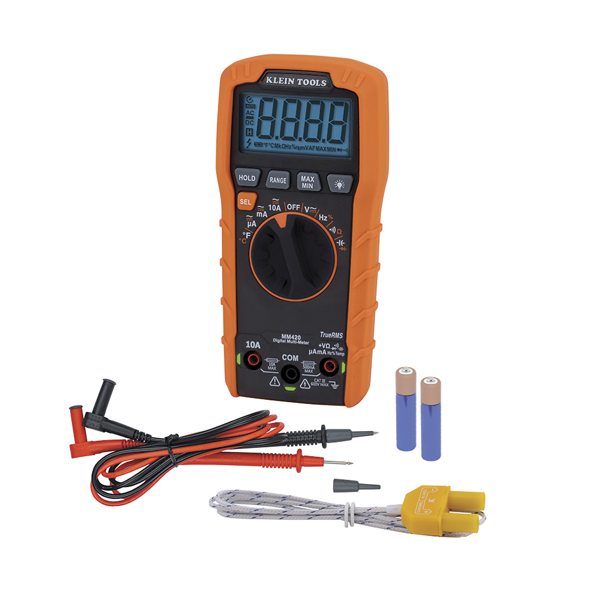 Klein Tools, Multimeter, TRMS Auto, 600V, Temp, Model MM420