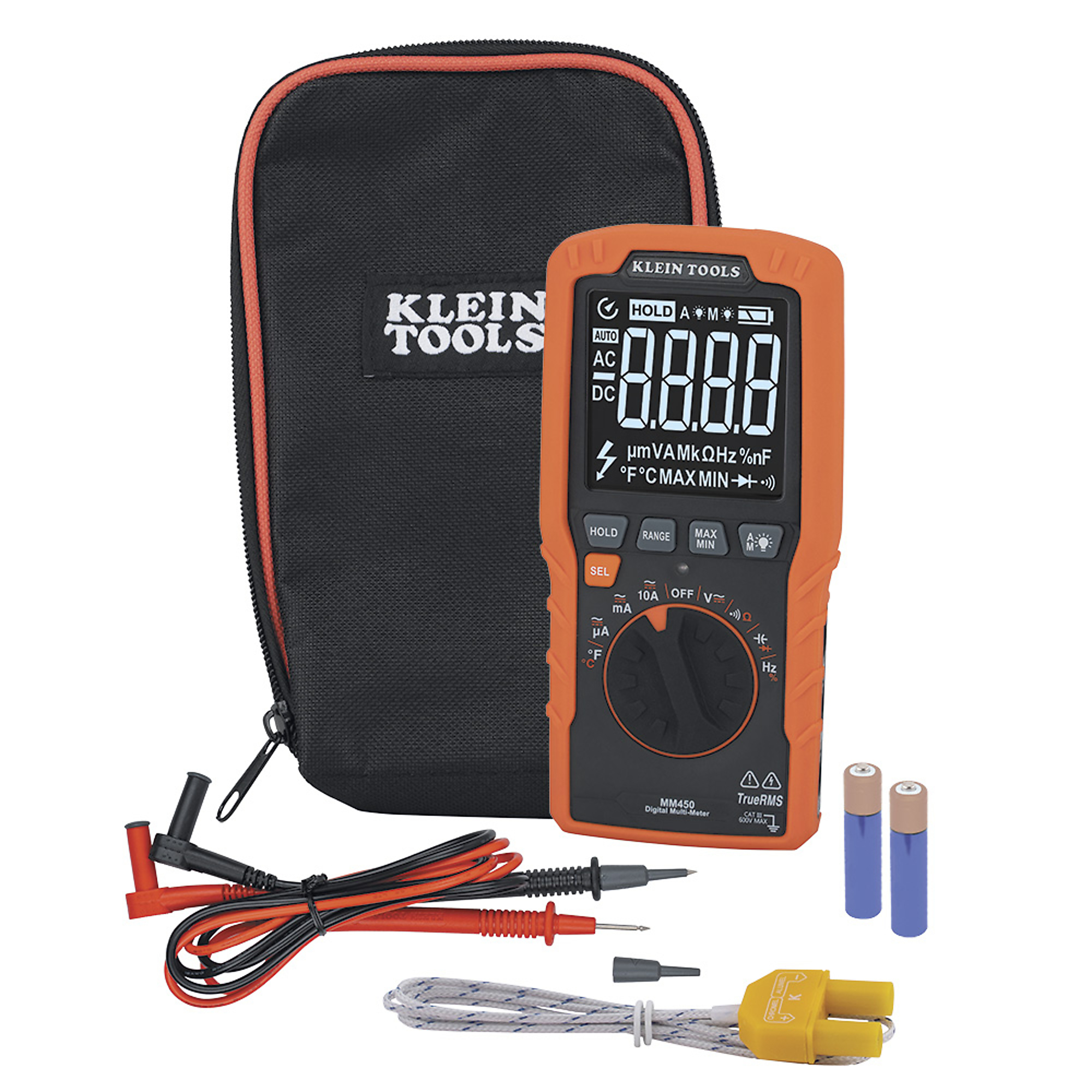 Klein Tools, Slim Digital Multimeter, 600V, Temp, Model MM450