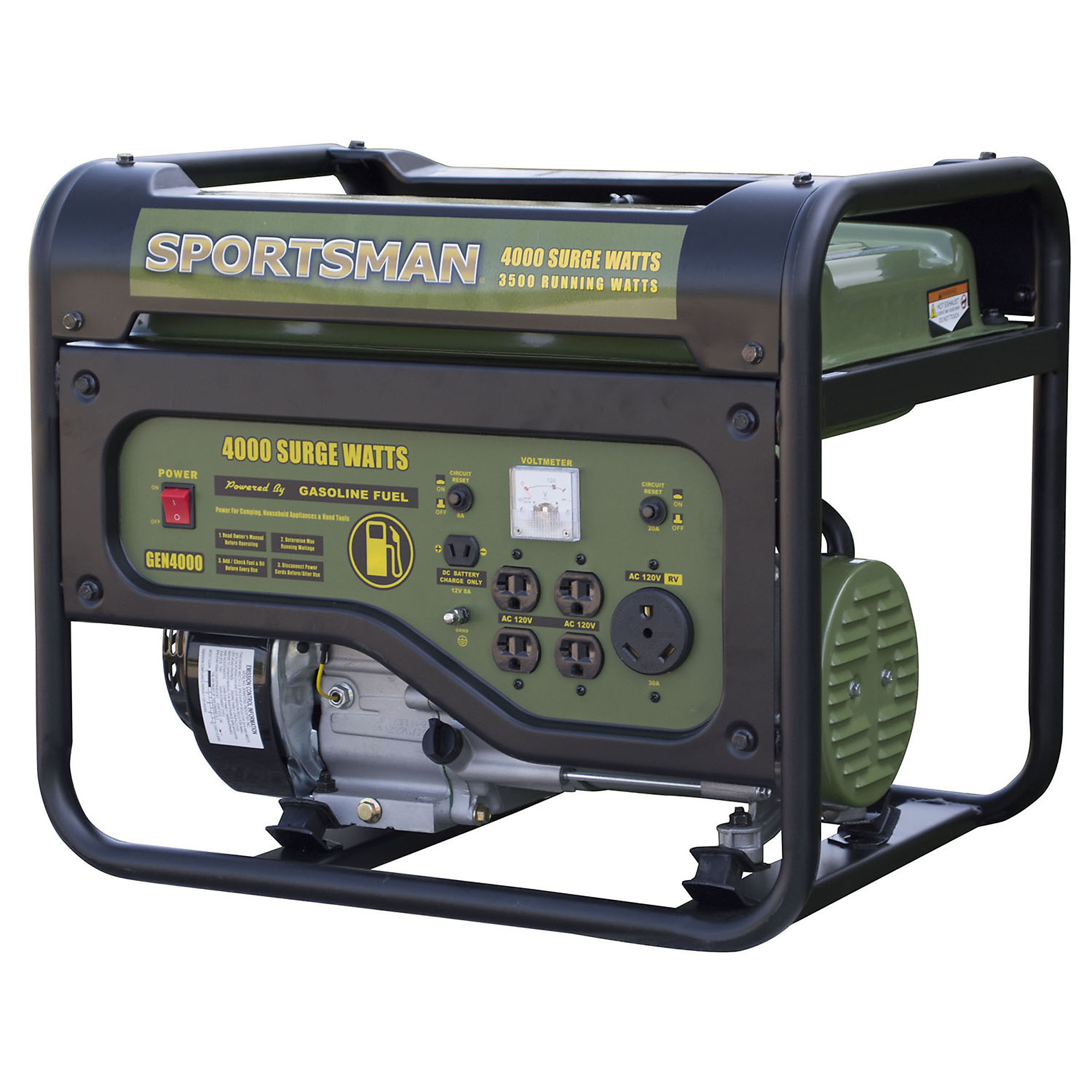 Sportsman, Gasoline 4000 Watt Portable Generator, Surge Watts 4000 Voltage 120 Model GEN4000