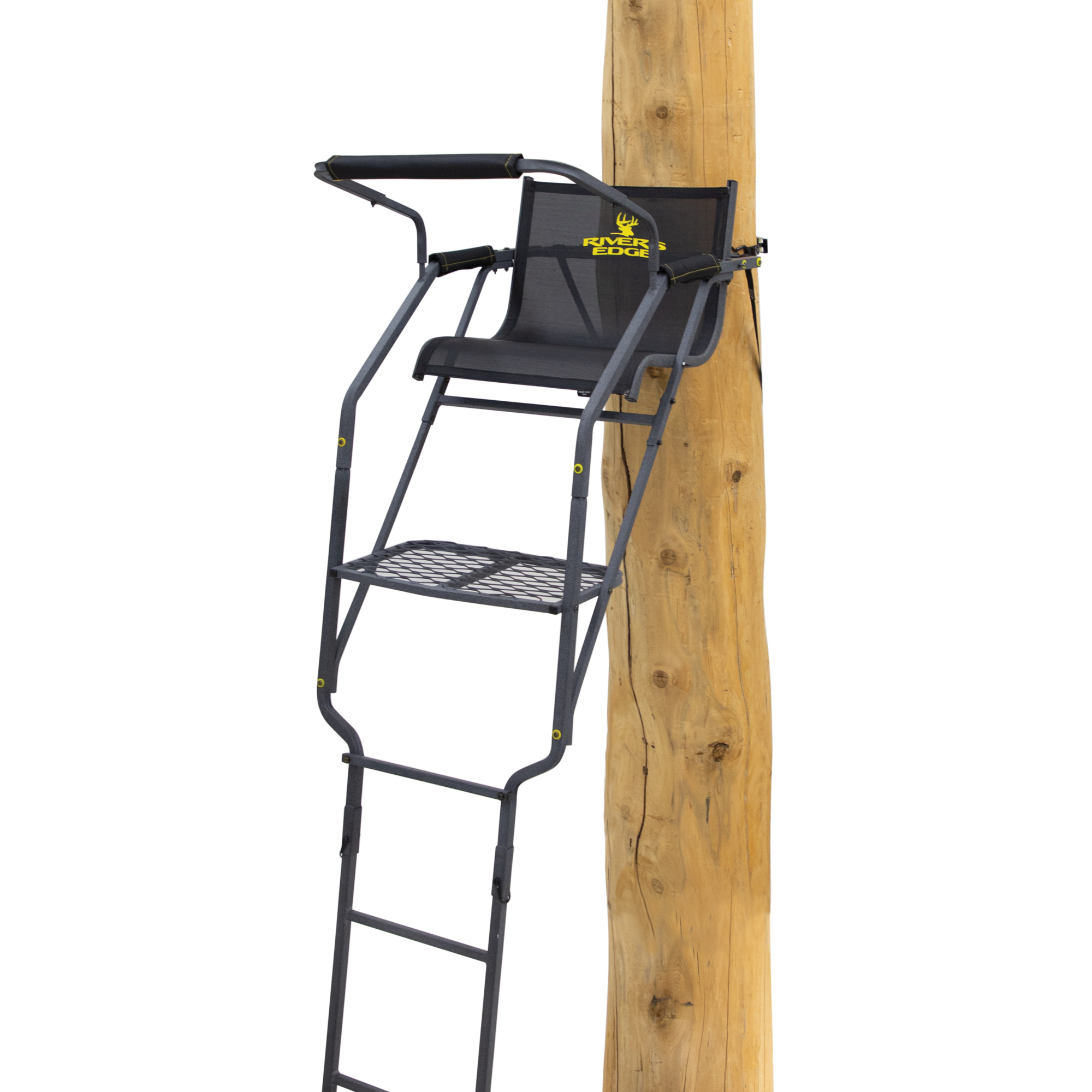 Rivers Edge, Relax Wide 1-Man Ladder Stand, 16â9â Height, Color Black, Material Steel, Model RE664