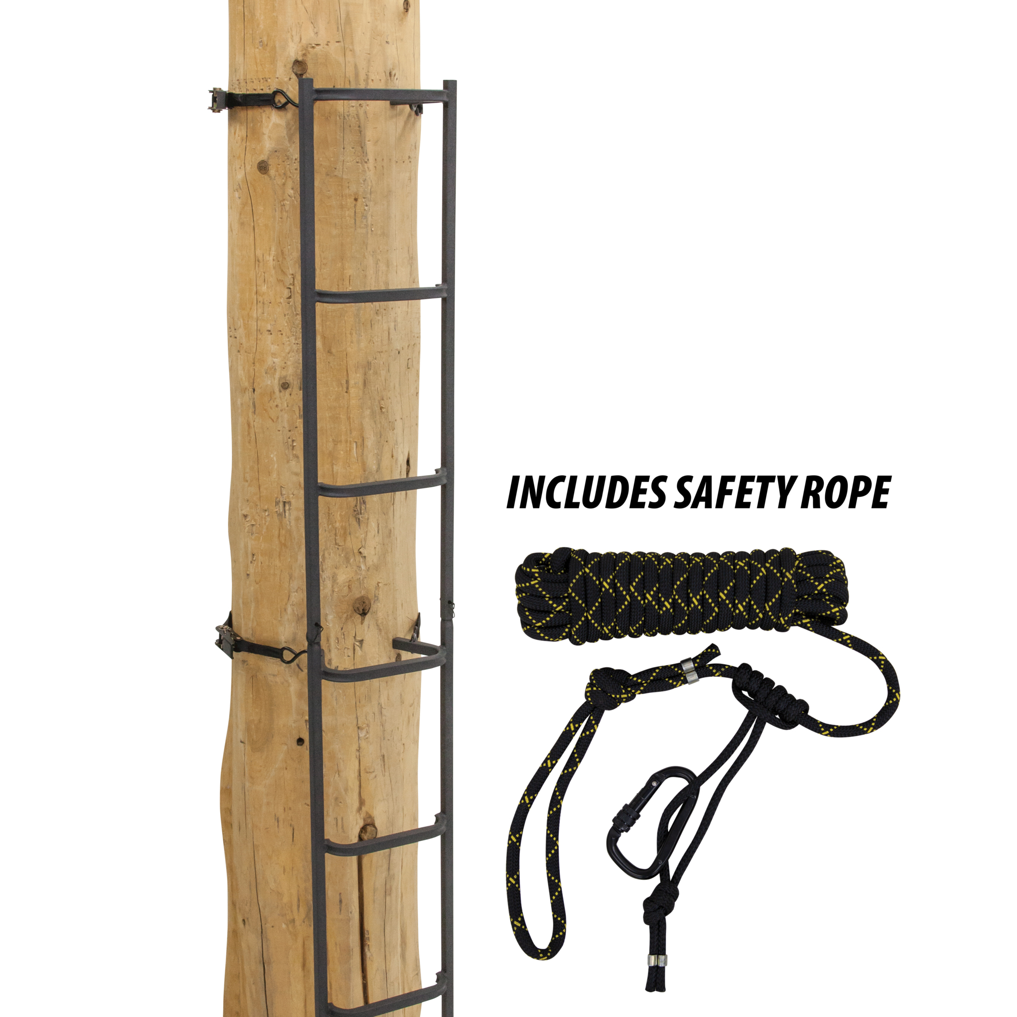 Rivers Edge, Big Foot Tree Ladder with Safety Rope, 20â Height, Color Black, Material Steel, Model RE731