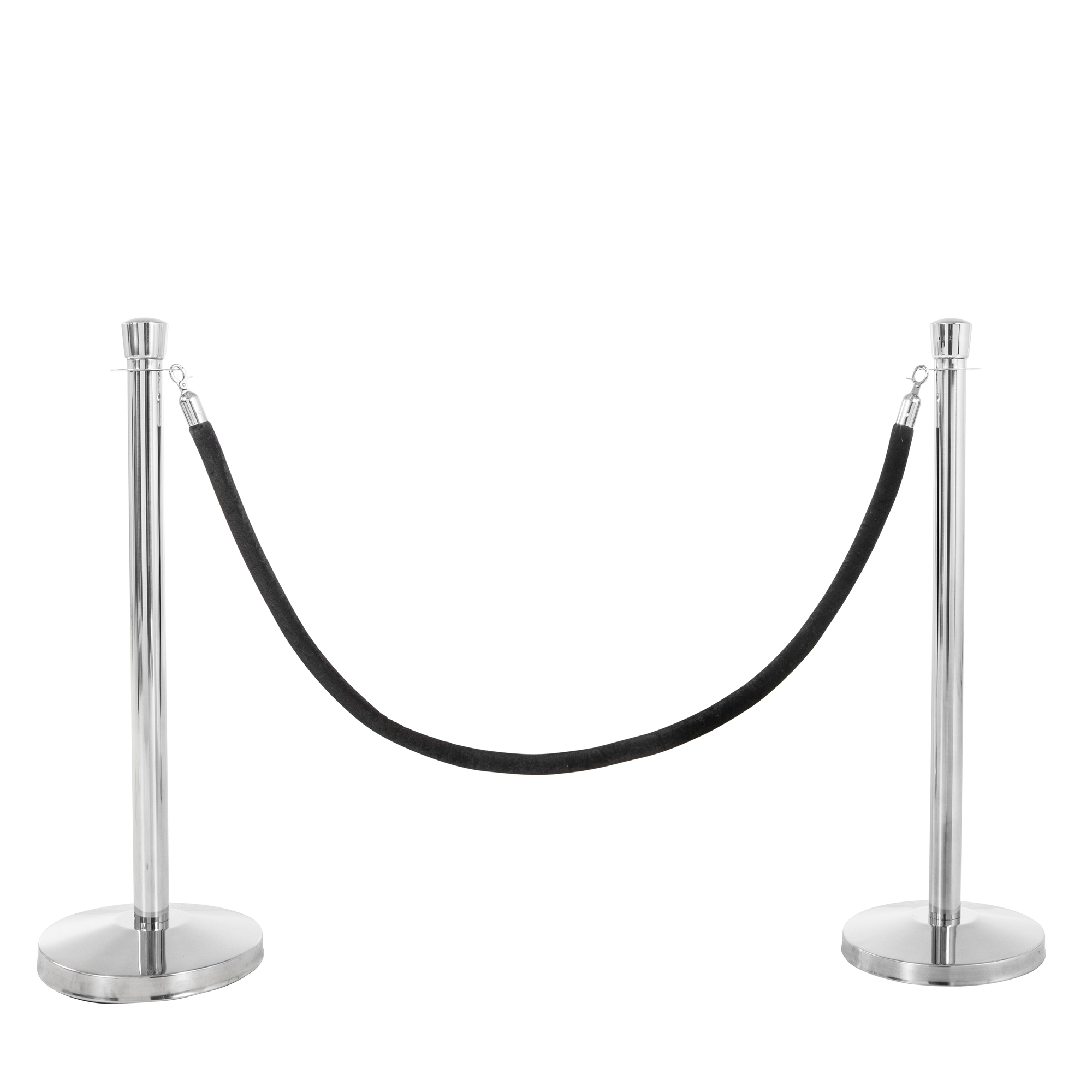 US Weight, Chrome stanchion - 2 pack and 6ft. Black Rope, Model U2140