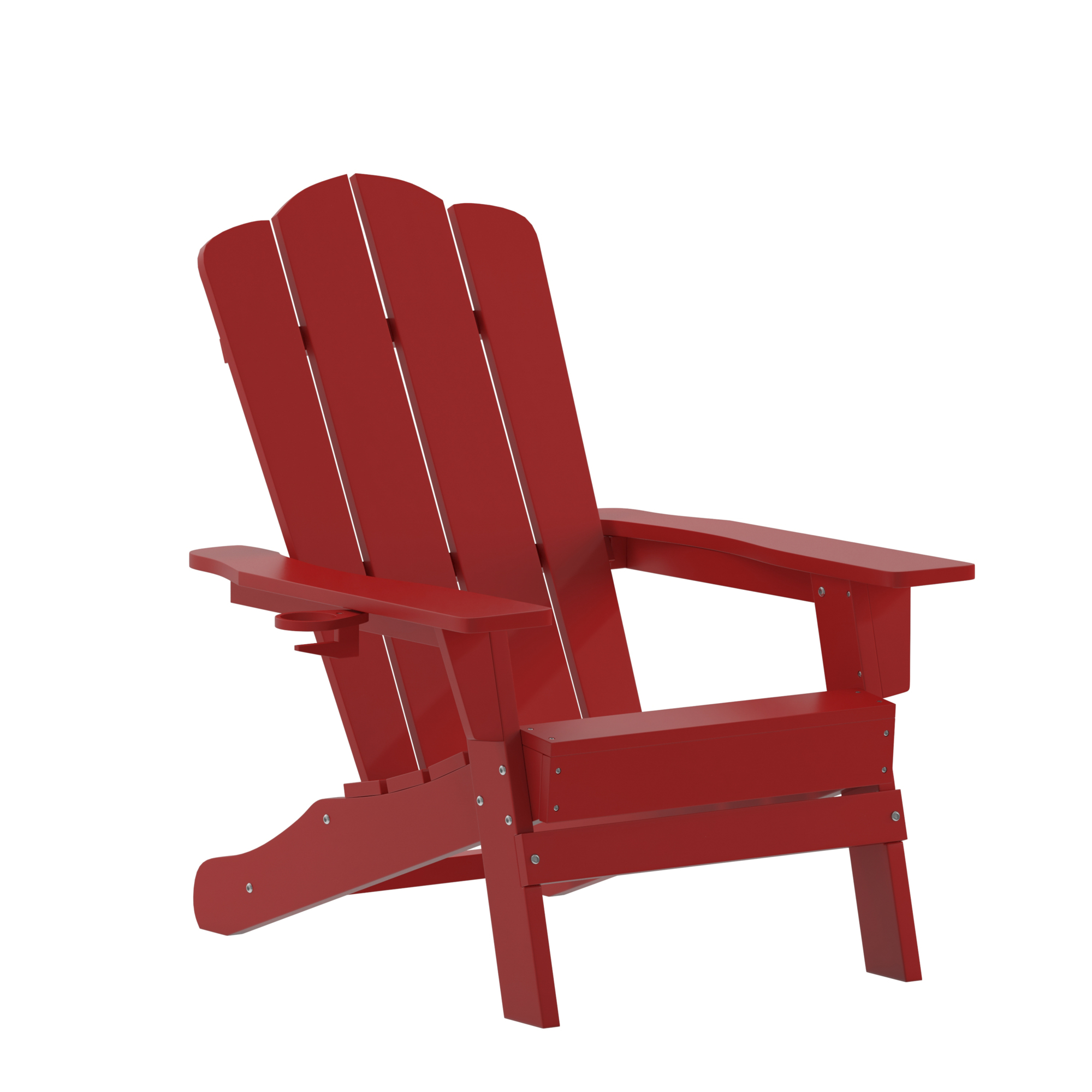 Flash Furniture, Red Adirondack Patio Chair with Cupholder, Primary Color Red, Material HDPE, Width 29.25 in, Model LEHMP104410RD