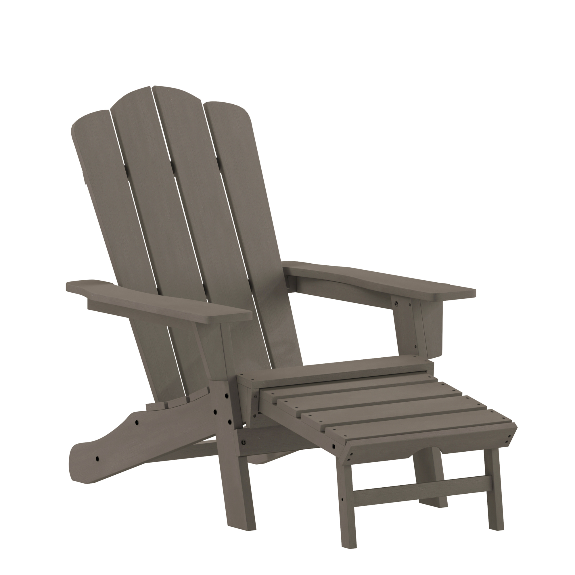 Flash Furniture, Brown Adirondack Chair with Ottoman and Cupholder, Primary Color Brown, Material HDPE, Width 33.75 in, Model LEHMP1044110BR