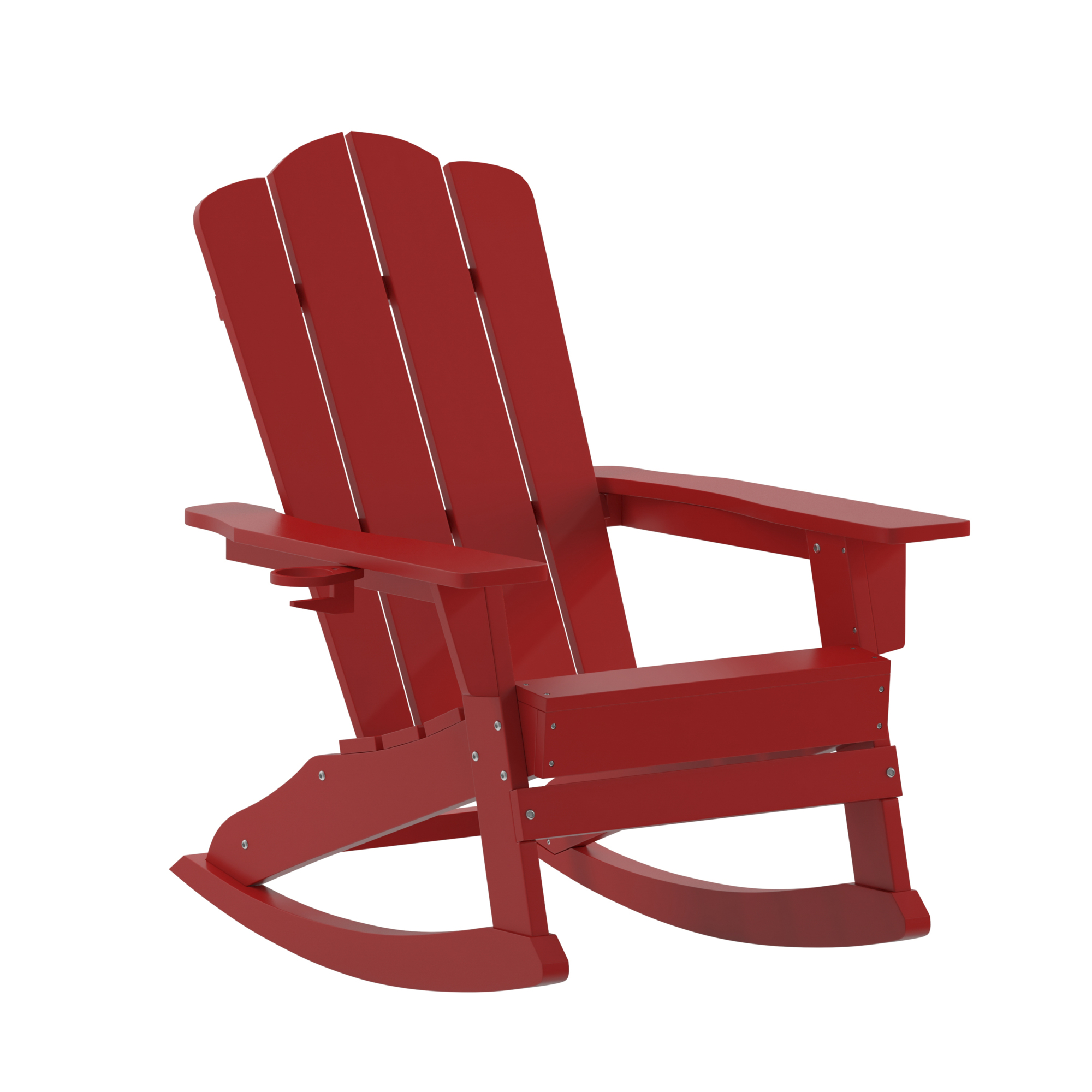 Flash Furniture, Red Adirondack Rocking Chair with Cupholder, Primary Color Red, Material HDPE, Width 29.75 in, Model LEHMP104431RD