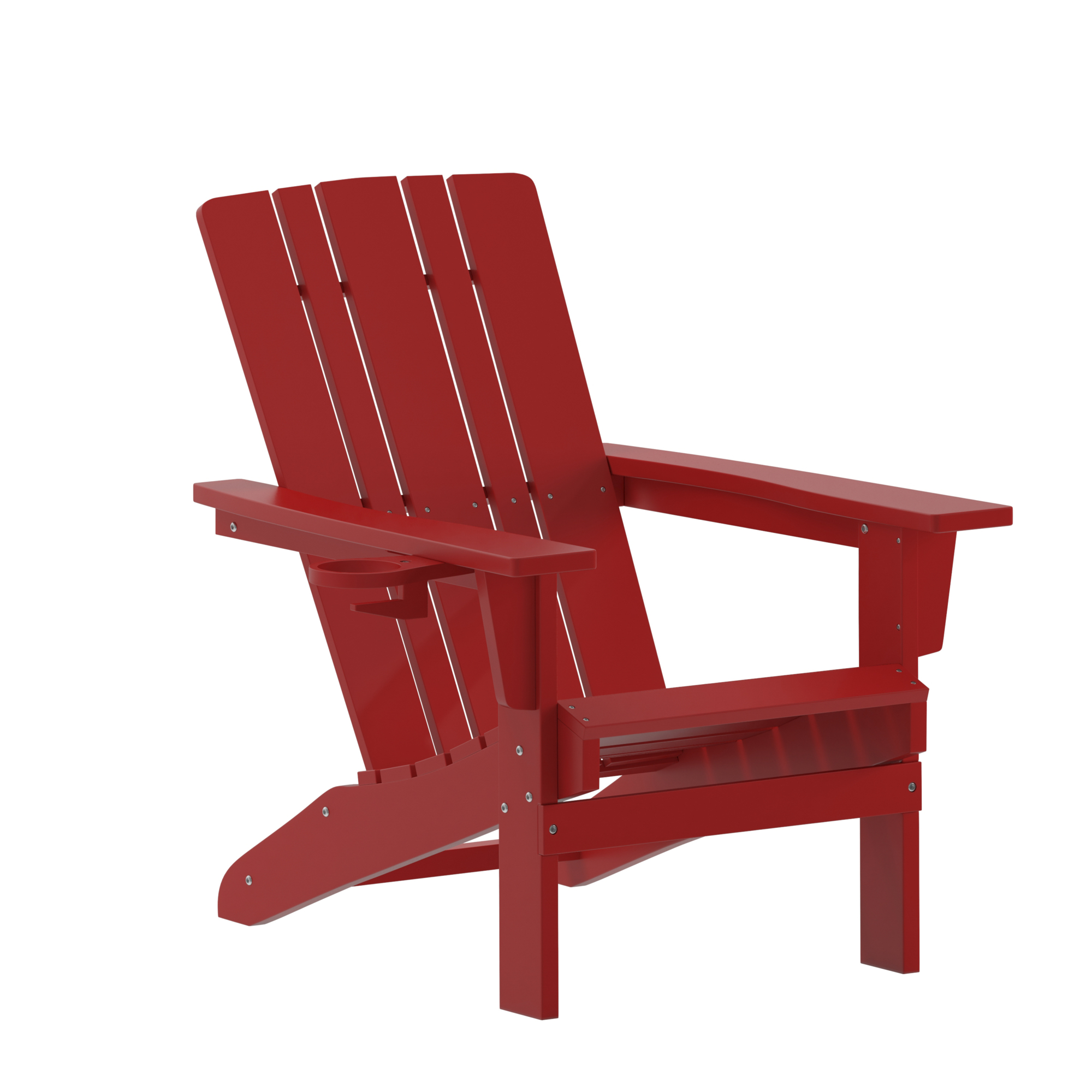 Flash Furniture, Red Adirondack Patio Chair with Cupholder, Primary Color Red, Material HDPE, Width 33.5 in, Model LEHMP104510RD