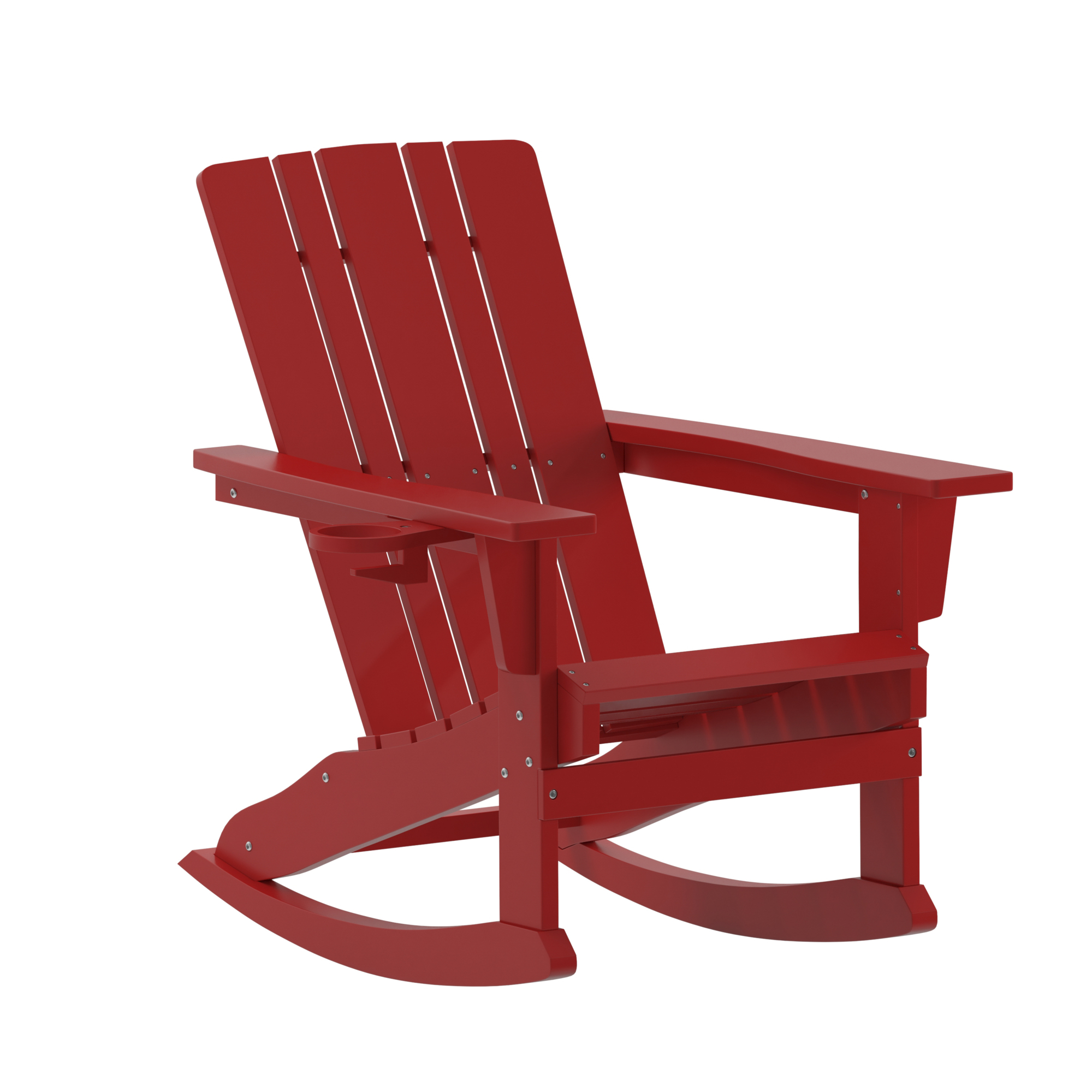 Flash Furniture, Red Adirondack Rocking Chair with Cupholder, Primary Color Red, Material HDPE, Width 33.5 in, Model LEHMP104531RD