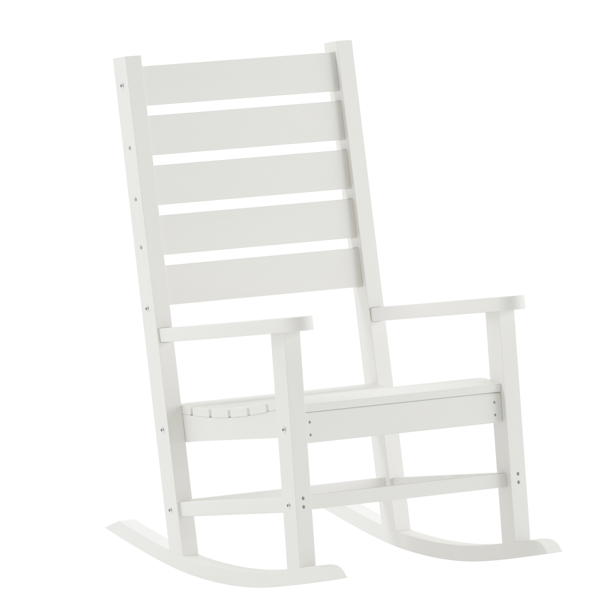 Flash Furniture, White All-Weather Classic Outdoor Rocking Chair, Primary Color White, Material HDPE, Width 26.5 in, Model LEHMP2002110WT