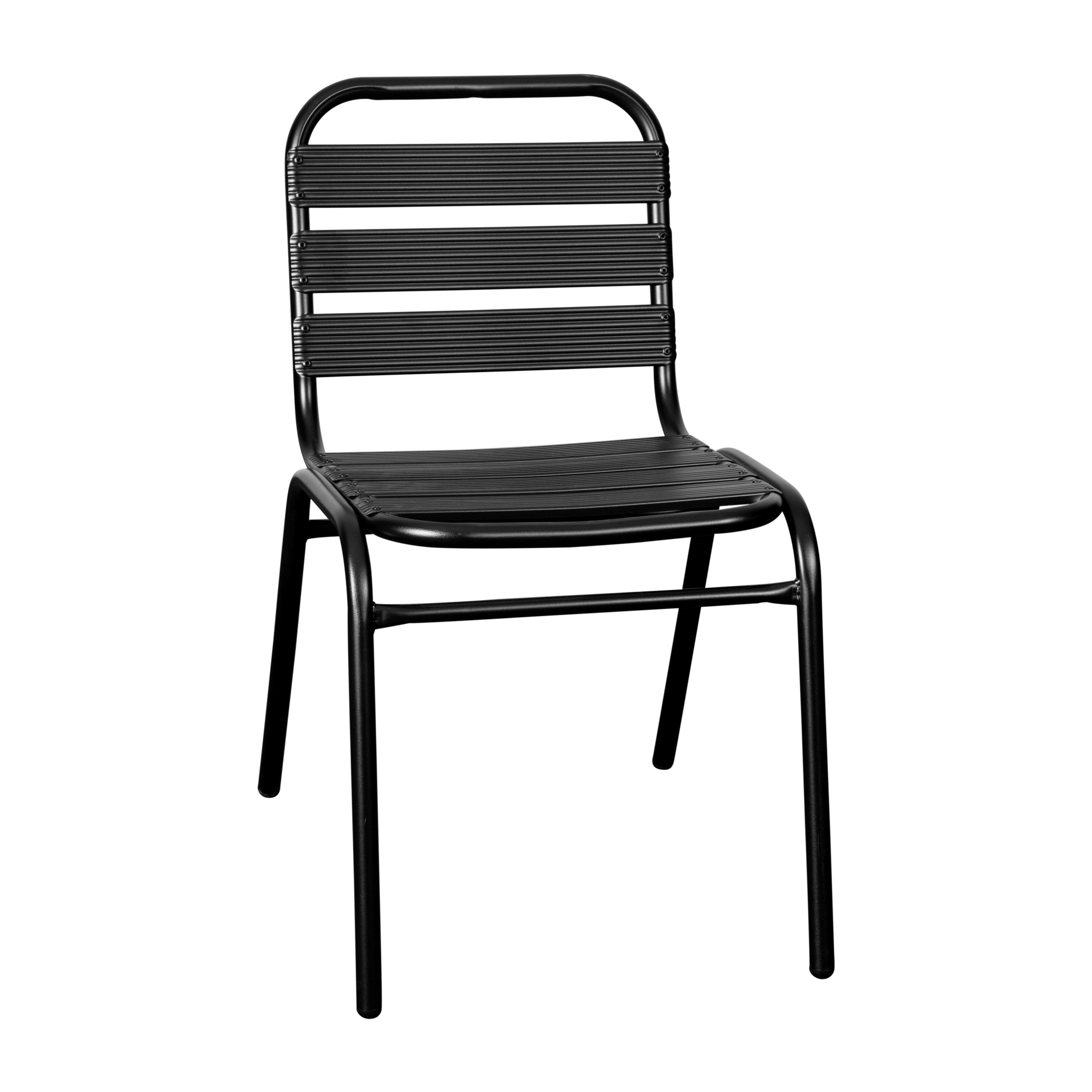 Flash Furniture, Commercial Black Restaurant Stack Chair, Primary Color Black, Material Aluminum, Width 19.5 in, Model TLH015CBK