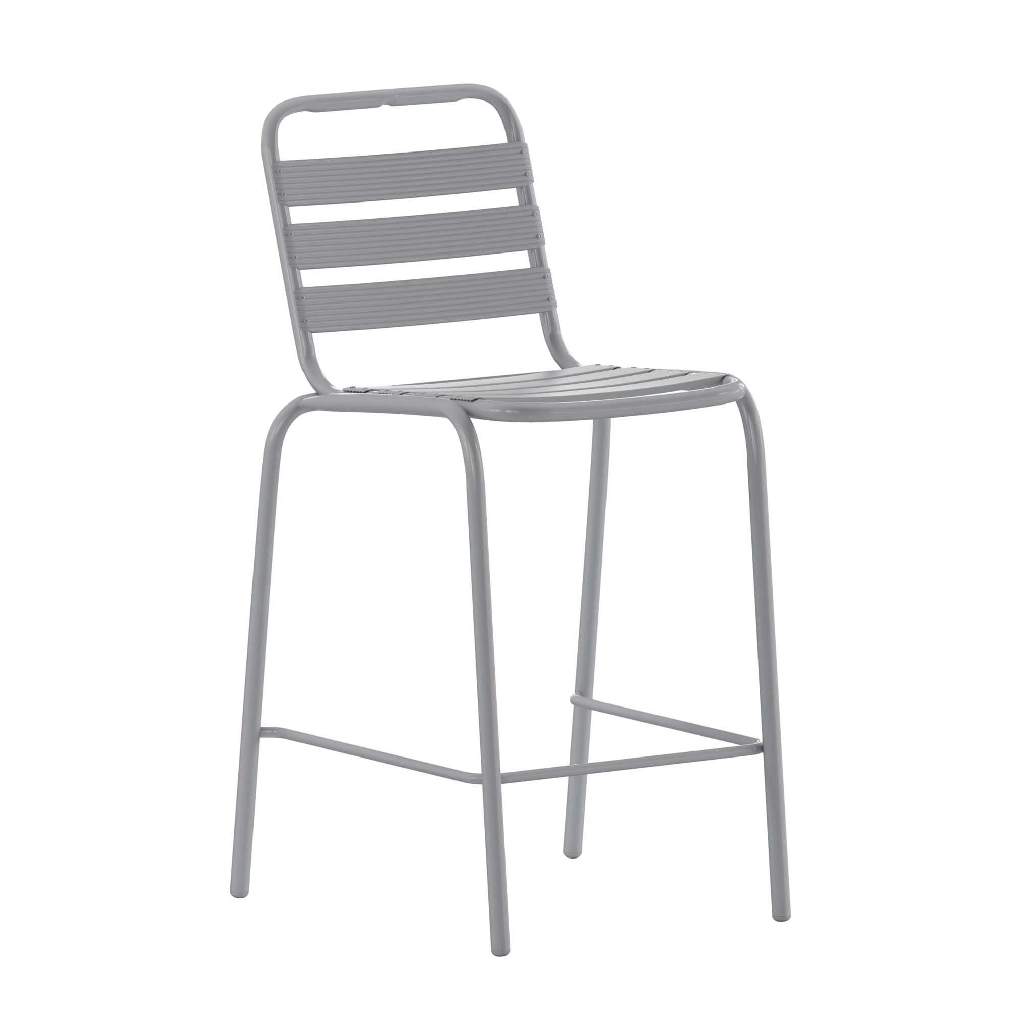 Flash Furniture, Commercial Silver Restaurant Stack Stool, Primary Color Gray, Material Aluminum, Width 22.75 in, Model TLH015H
