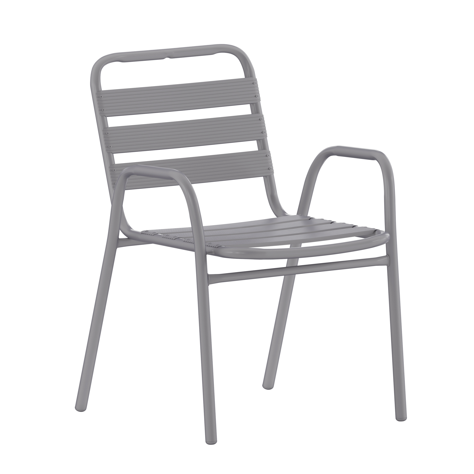 Flash Furniture, Commercial Silver Restaurant Stack Chair with Arms, Primary Color Gray, Material Aluminum, Width 21.25 in, Model TLH018C