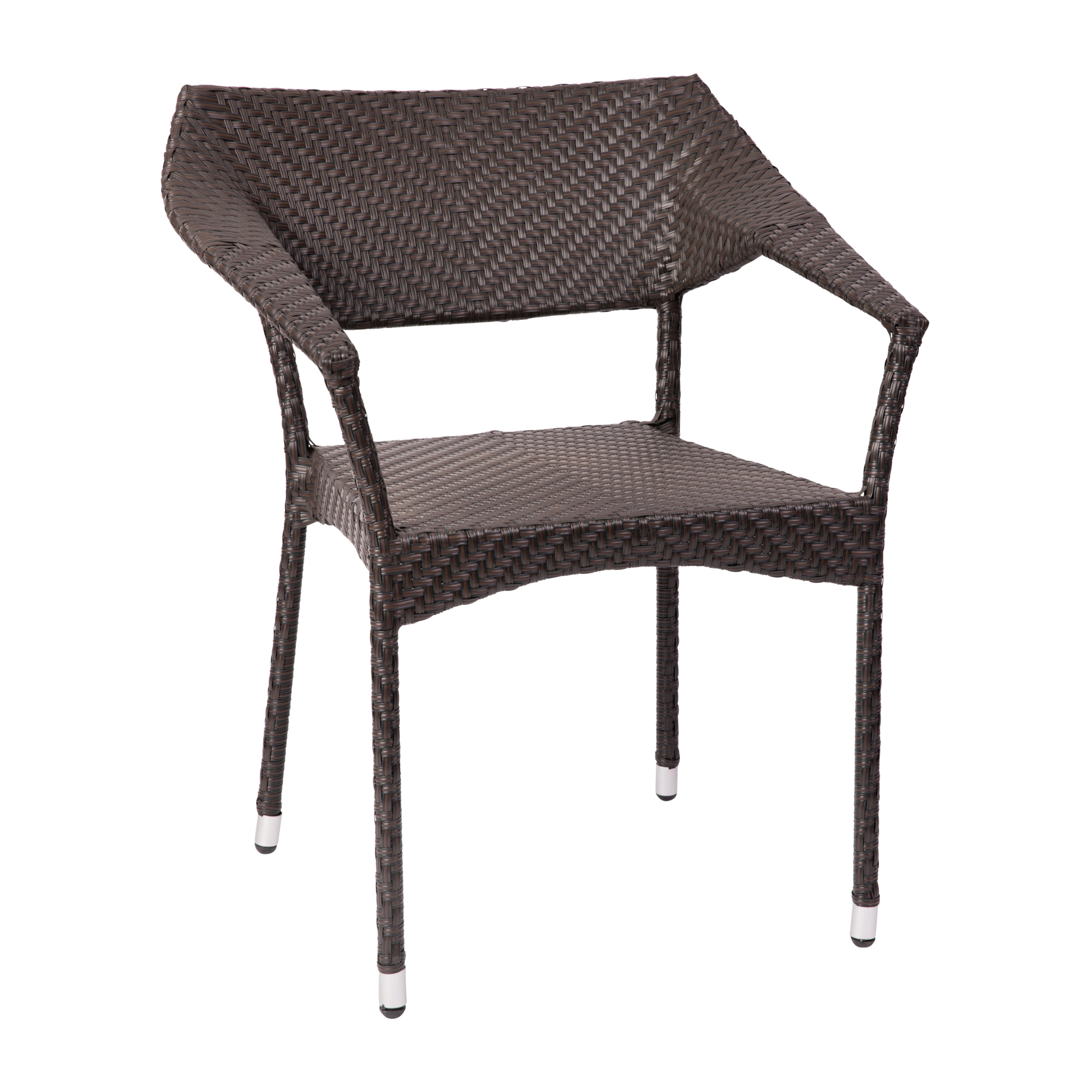 Flash Furniture, Espresso PE Rattan Wicker Patio Dining Chair, Primary Color Brown, Material Steel, Width 23.5 in, Model TTTT002ESP