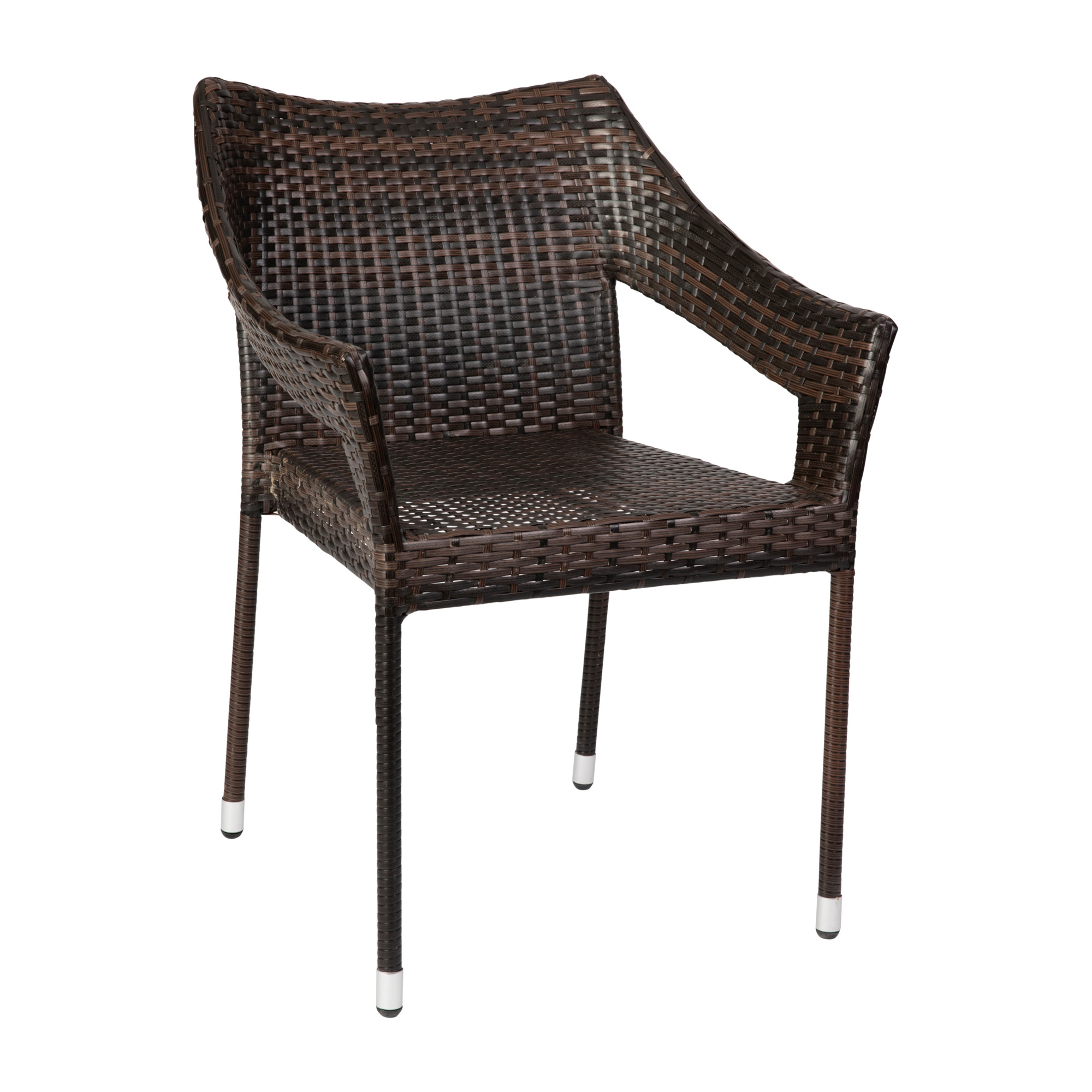 Flash Furniture, Espresso PE Rattan Wicker Patio Dining Chair, Primary Color Brown, Material Steel, Width 23.5 in, Model TTTT02ESP
