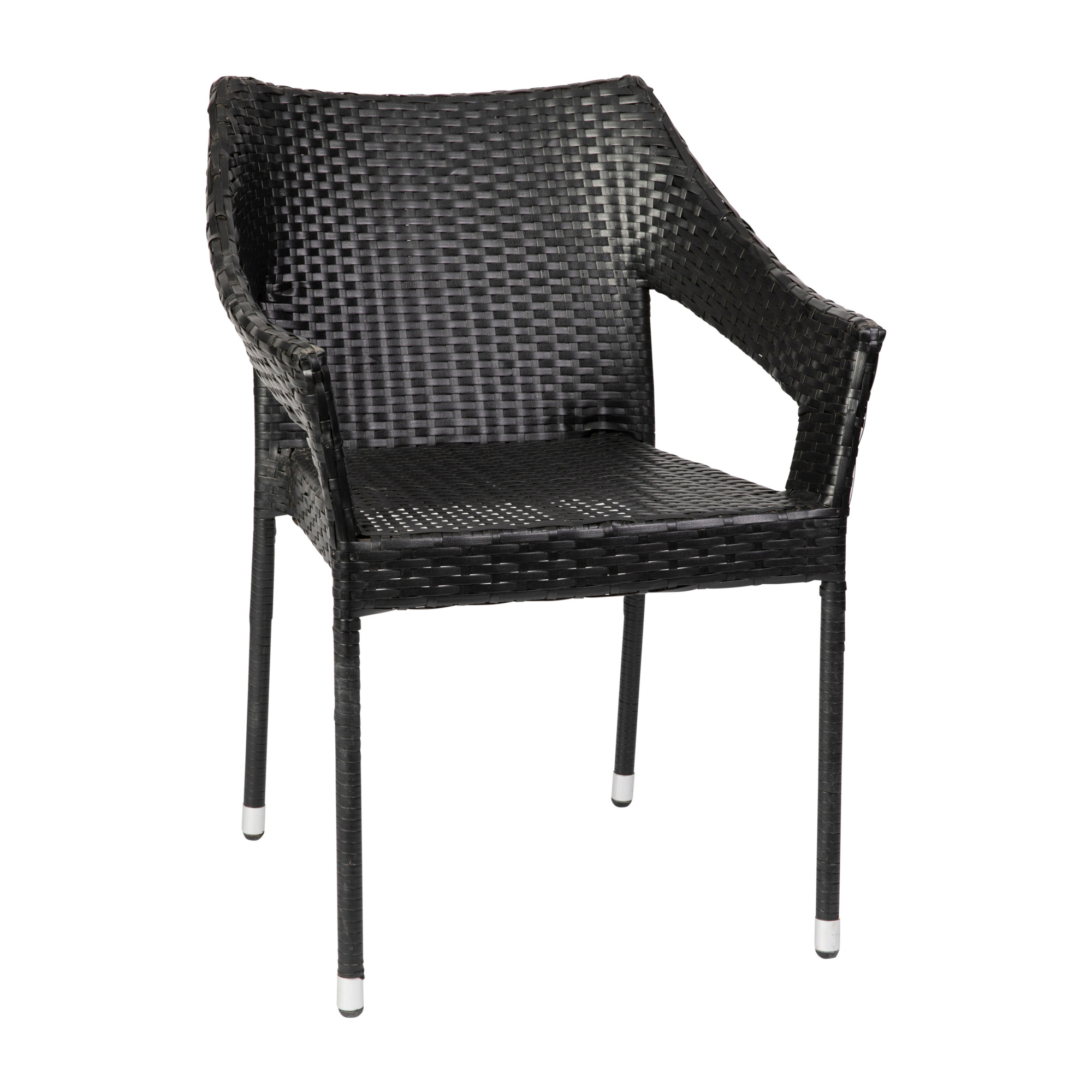 Flash Furniture, Black PE Rattan Wicker Patio Dining Chair, Primary Color Black, Material Steel, Width 23.5 in, Model TTTT02BK