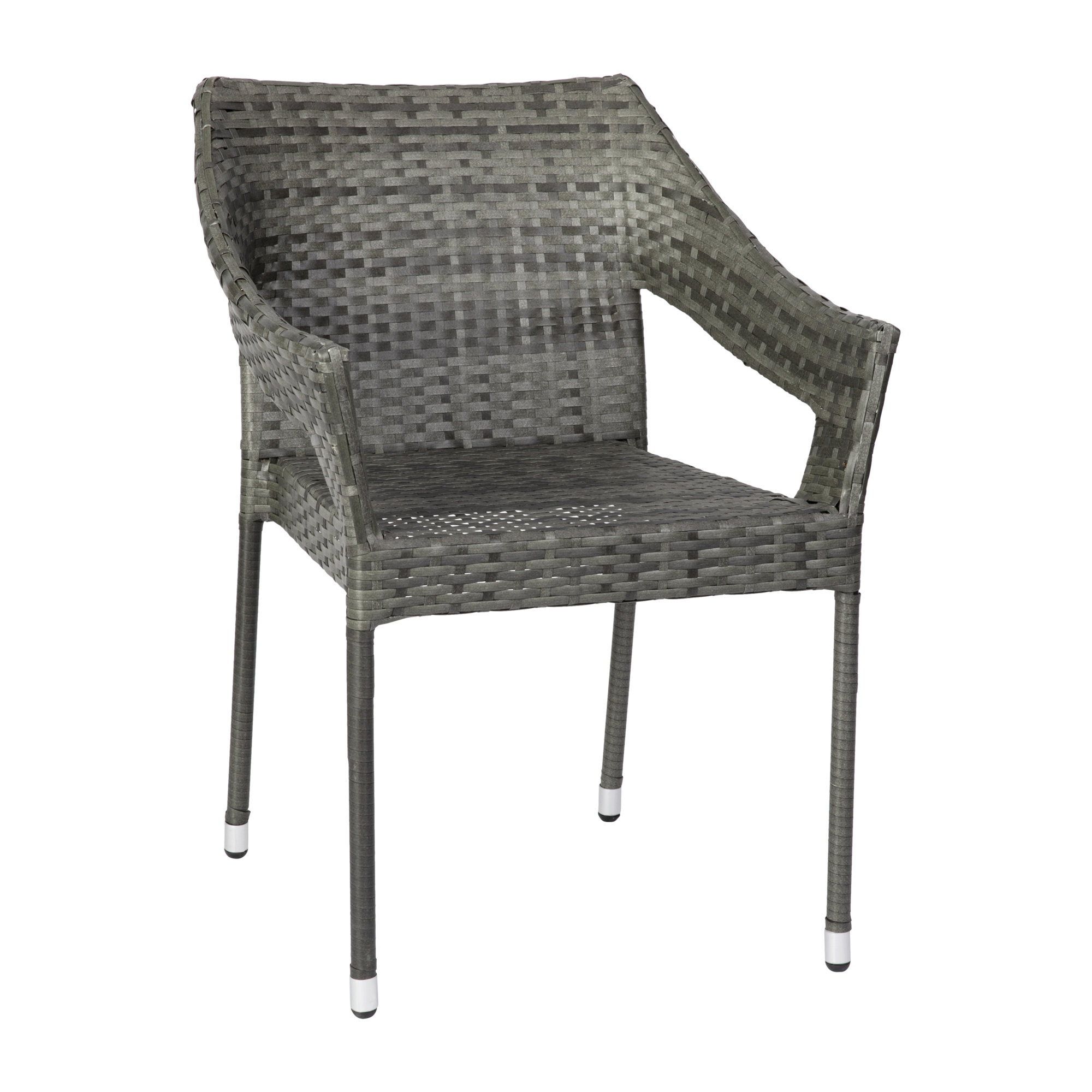 Flash Furniture, Gray PE Rattan Wicker Patio Dining Chair, Primary Color Gray, Material Steel, Width 23.5 in, Model TTTT02GY