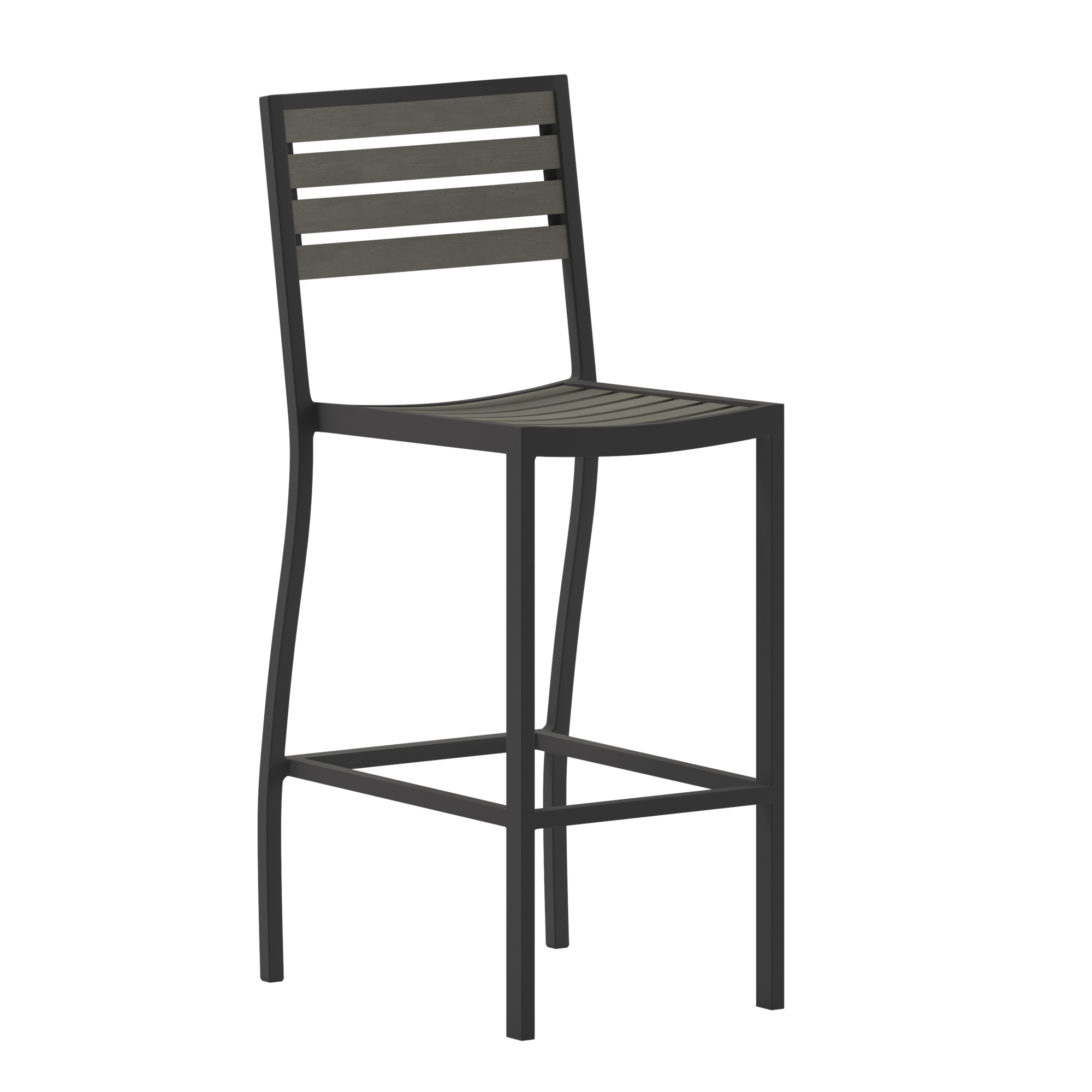 Flash Furniture, All-Weather Patio Bar Stool with Gray Wash Slats, Primary Color Gray, Material Aluminum, Width 18.25 in, Model XUDGHW6036BGY