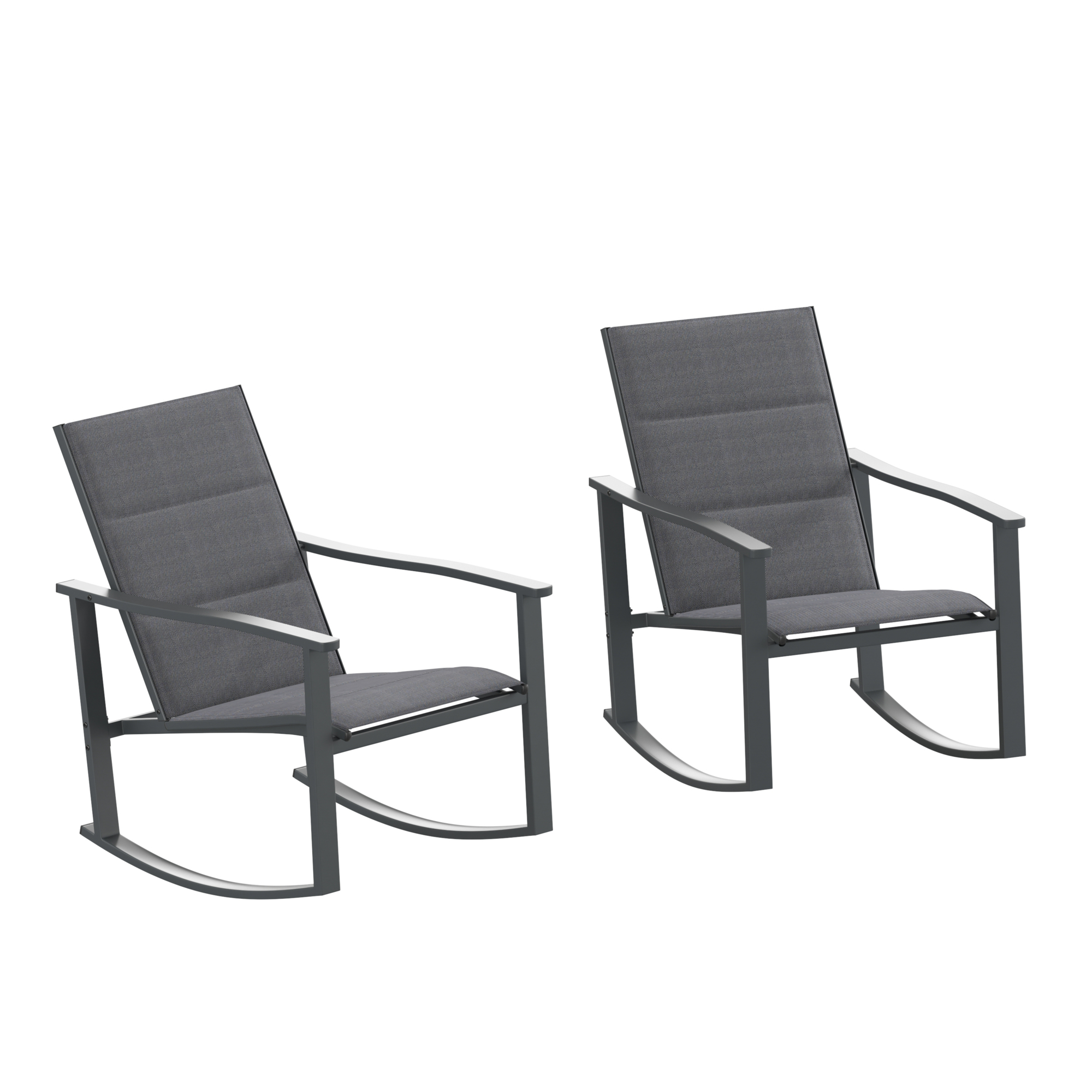 Flash Furniture, 2PK Black Flex Comfort Material Rocking Chairs, Primary Color Black, Material Steel, Width 23.75 in, Model 2FVFSC2315NBLK