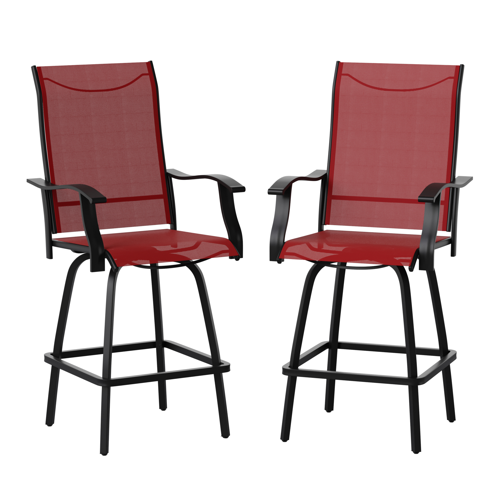 Flash Furniture, 2PK Outdoor Stool - 30Inch Patio Bar Stool, Red, Primary Color Red, Material Galvanized Steel, Width 22.5 in, Model 2ETSWVLPTO30RD