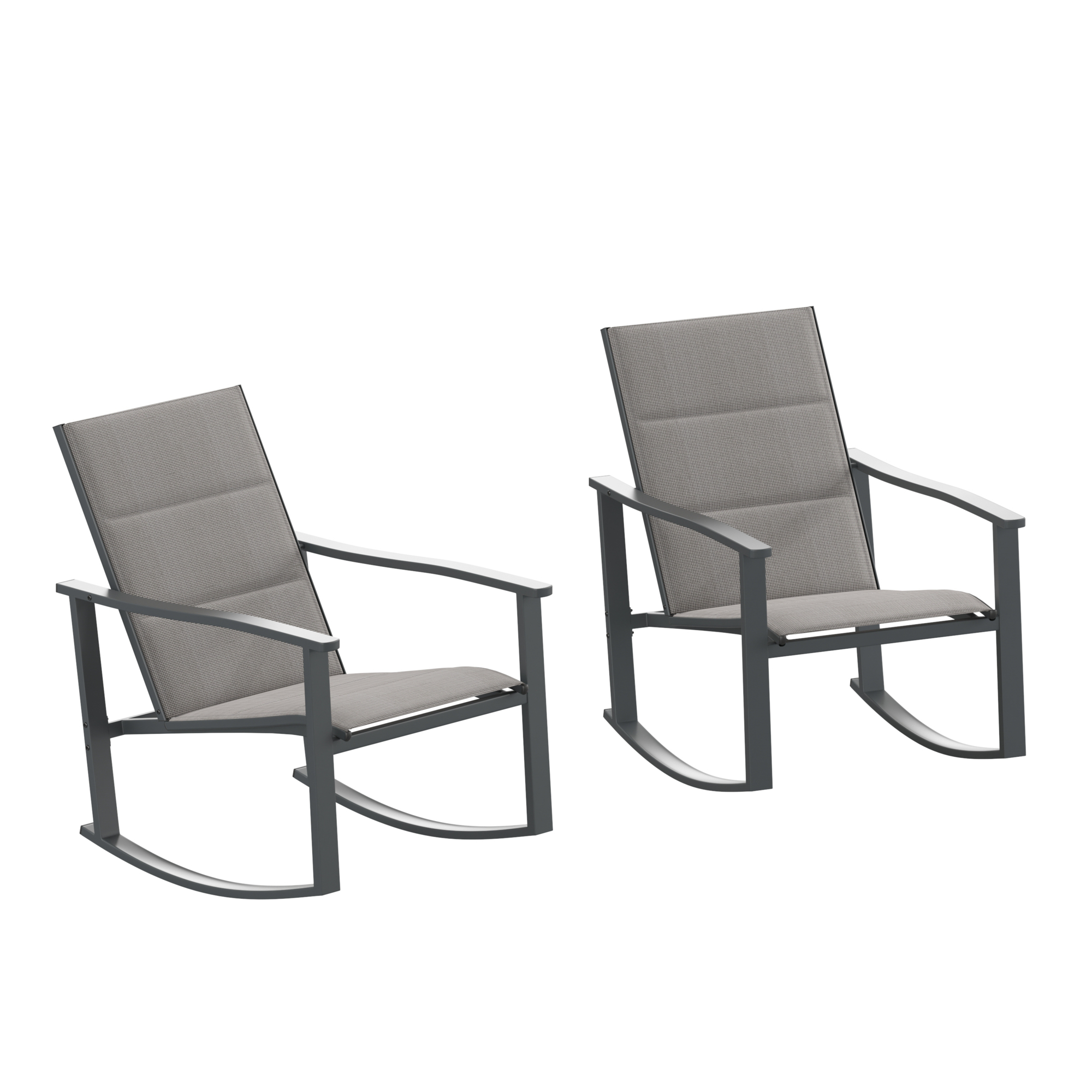 Flash Furniture, 2PK Gray Flex Comfort Material Rocking Chairs, Primary Color Gray, Material Steel, Width 23.75 in, Model 2FVFSC2315NGRY