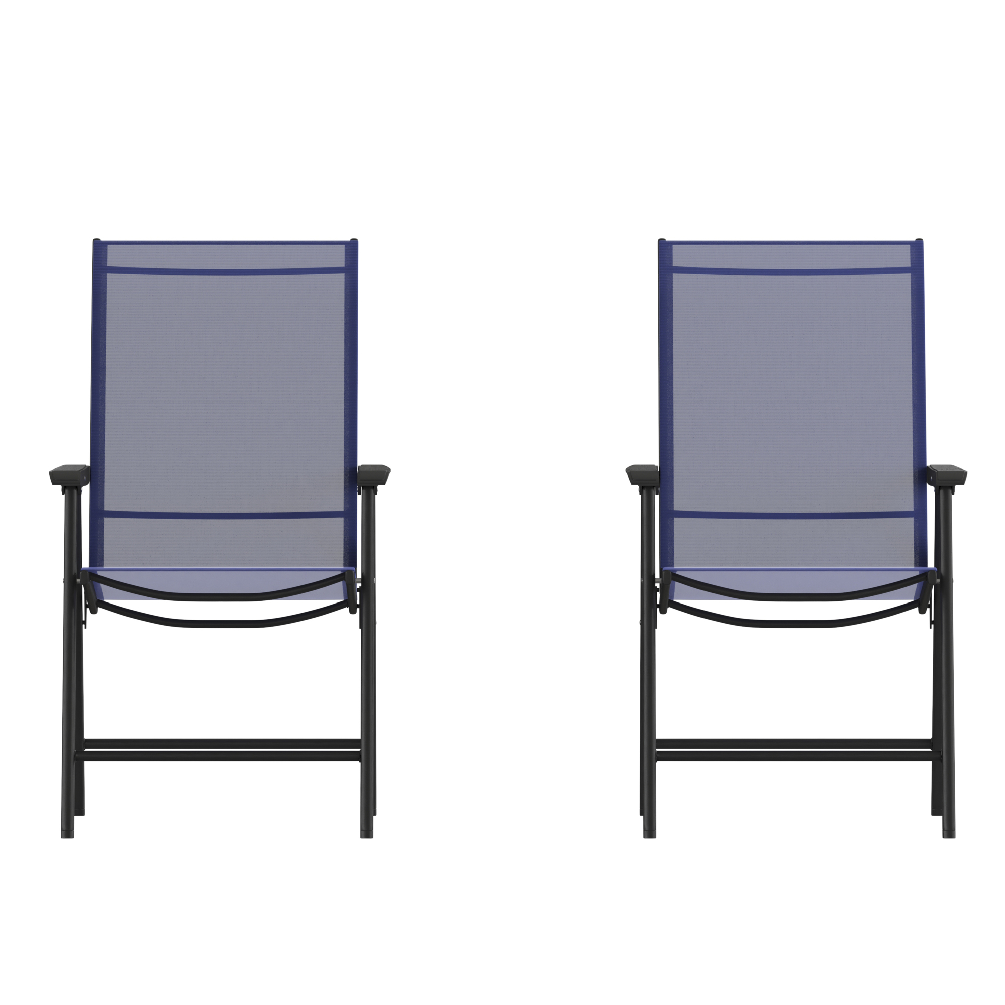 Flash Furniture, 2PK Navy/Black Outdoor Folding Patio Sling Chair, Primary Color Blue, Material Steel, Width 20.75 in, Model 2TLHSC044NV