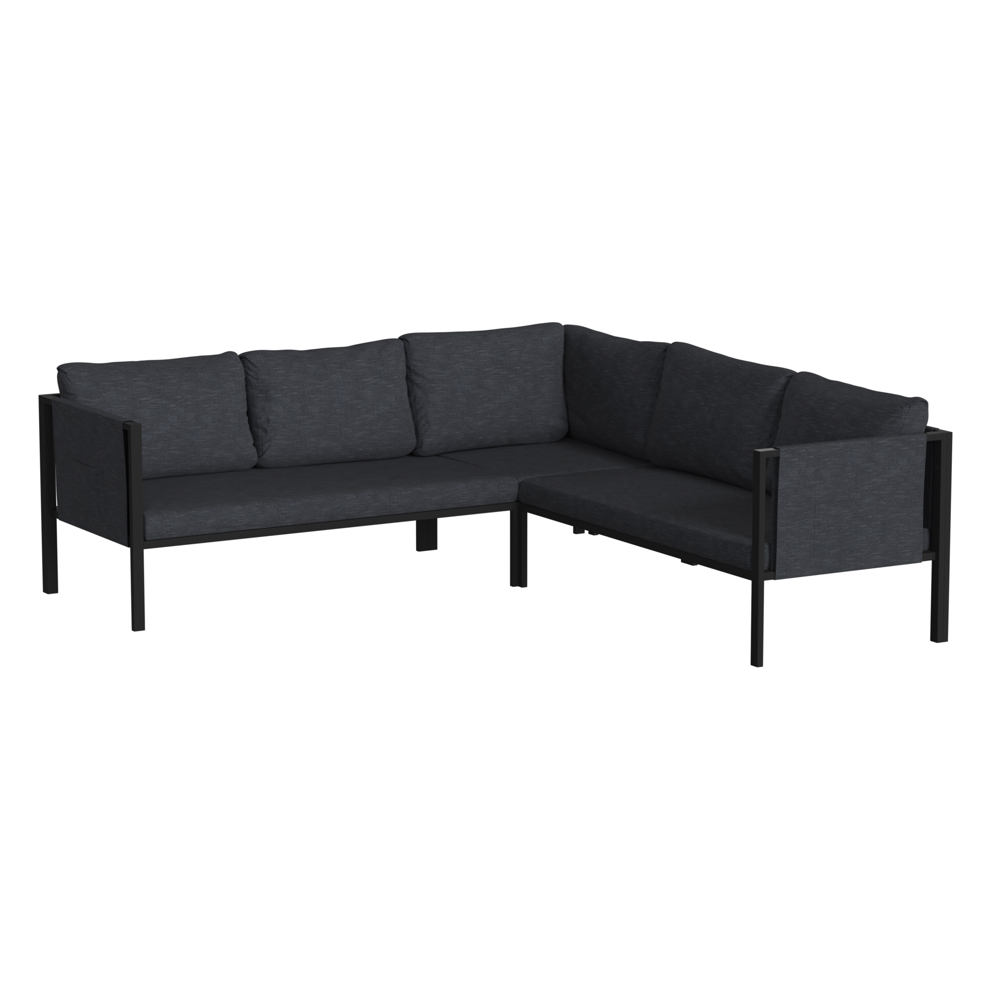 Flash Furniture, Black Sectional with Storage Charcoal Cushions, Primary Color Gray, Material Steel, Width 85.25 in, Model GM201108SECCH